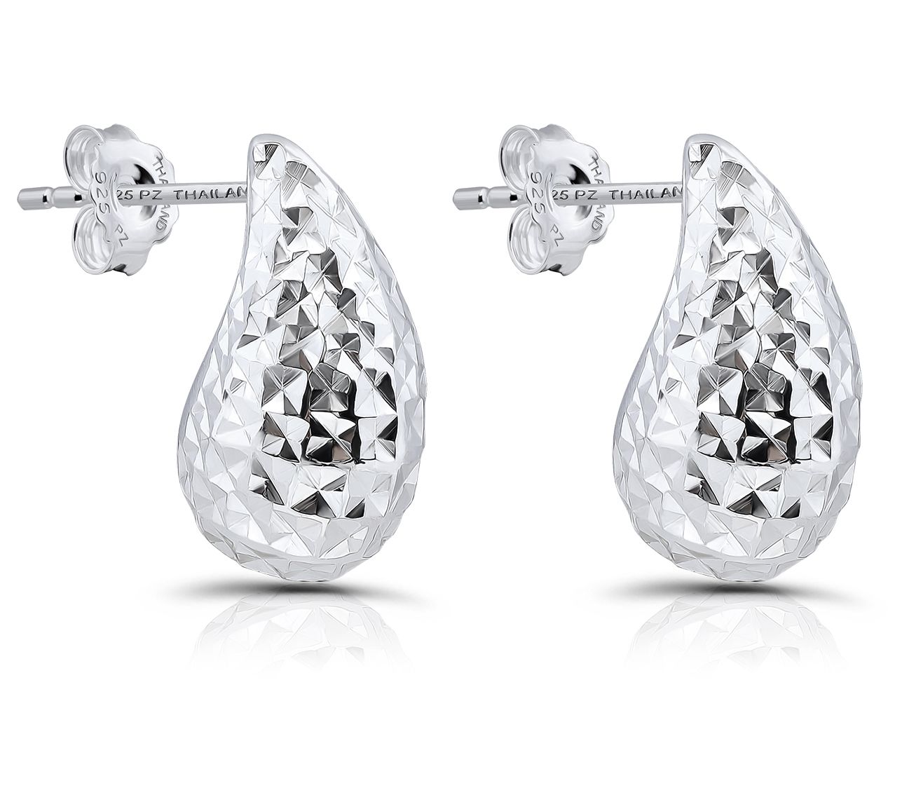 Or Paz Sterling Silver Textured Teardrop Hoop Earrings