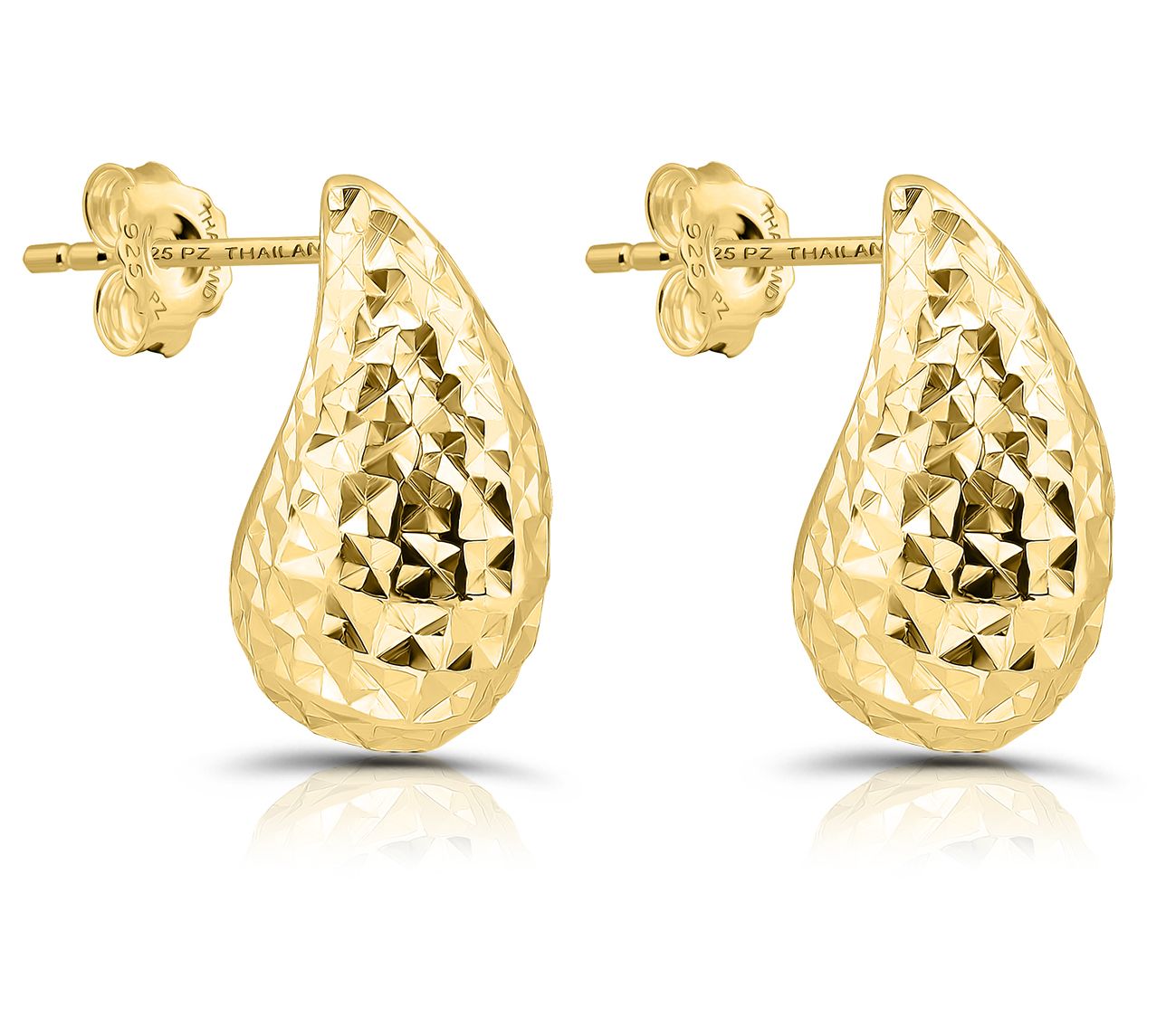 Or Paz Sterling Silver Textured Teardrop Hoop Earrings