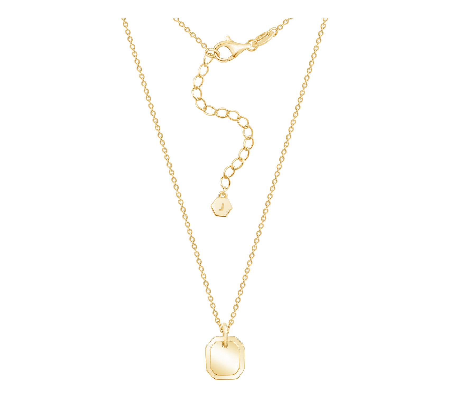 14K Gold Plated Square Tag Pendant w/ Chain