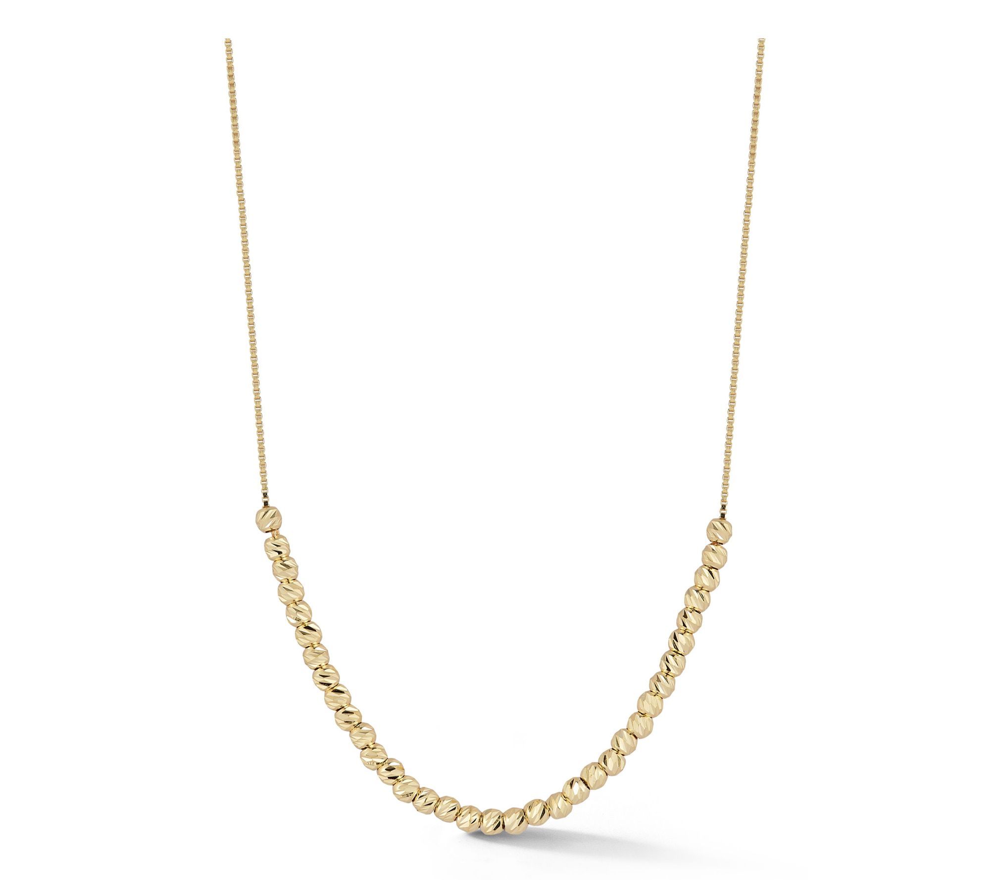 Italian Gold Diamond Cut Bead Necklace, 14K - QVC.com