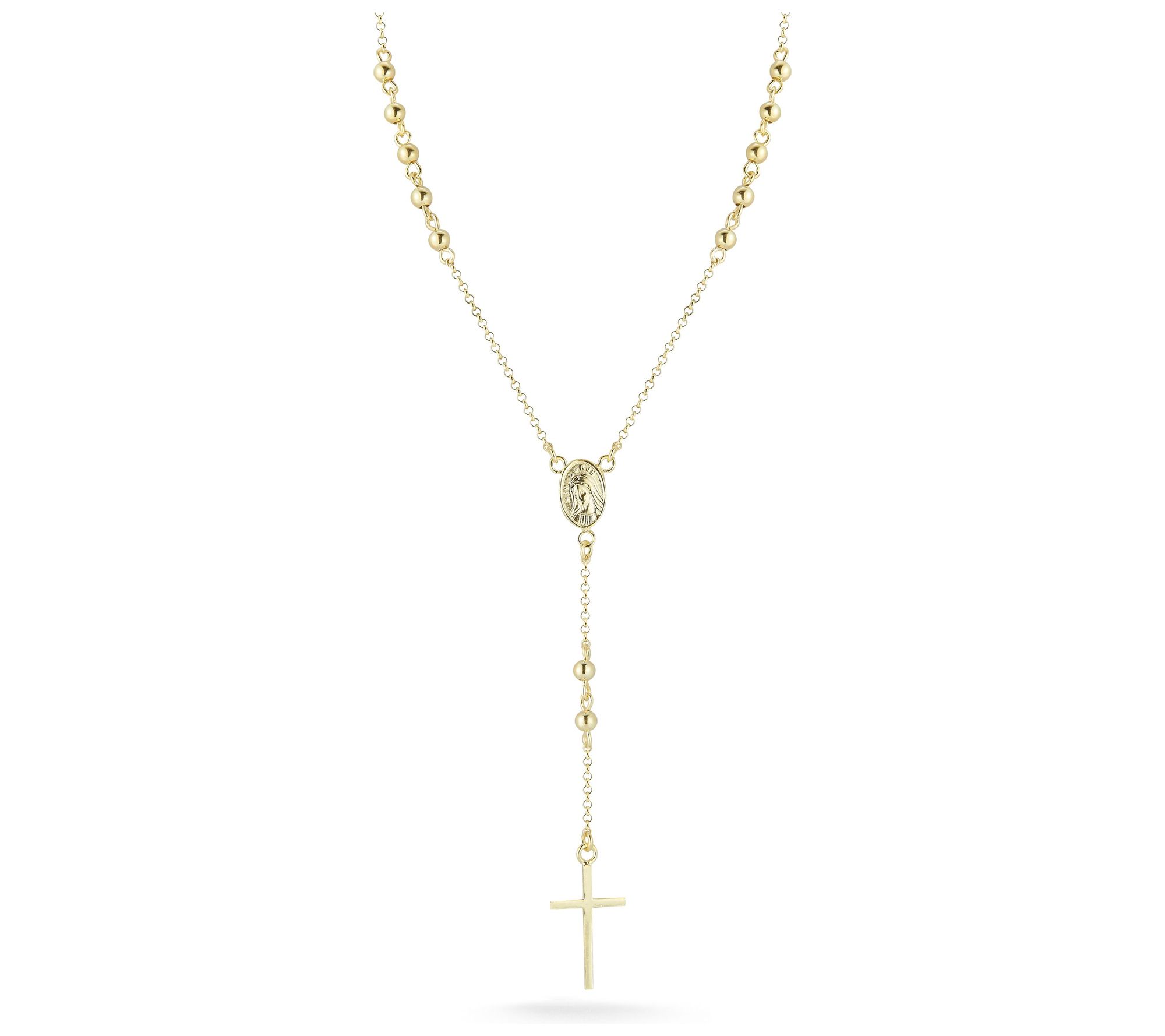 Sterlina Silver Rosary Lariat Necklace, Sterling