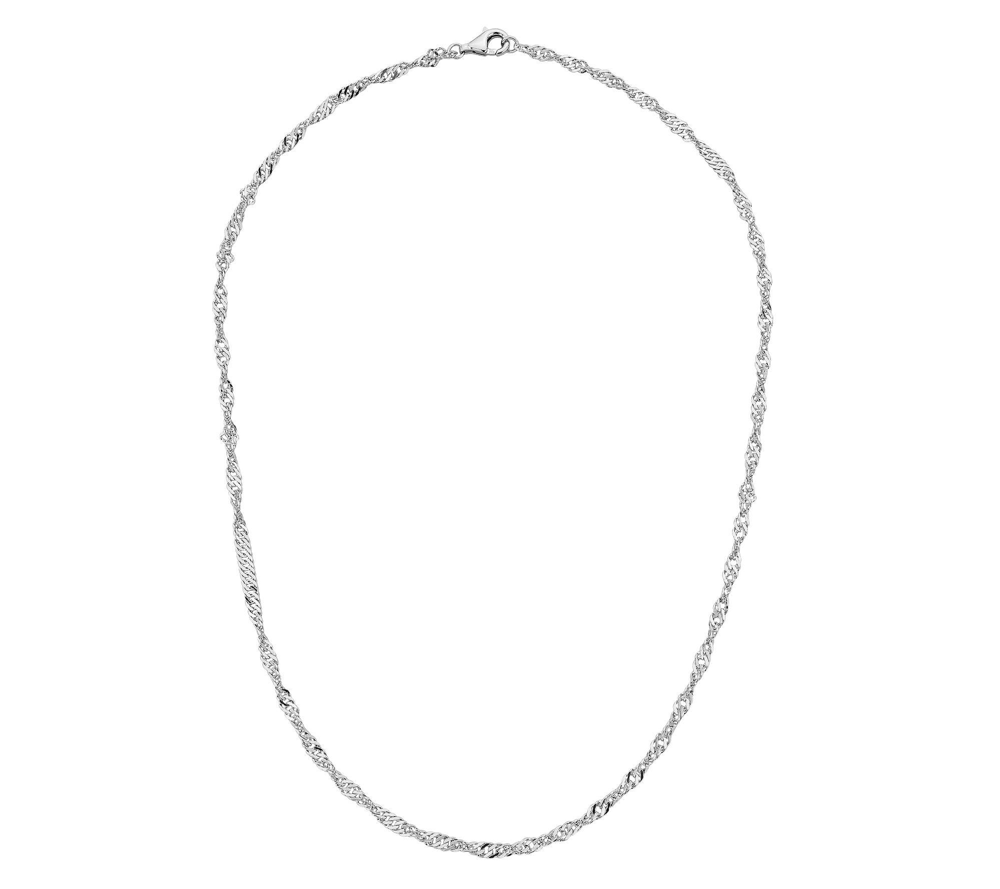 Silver Style 3mm Solid Singapore Chain Necklace, Sterling