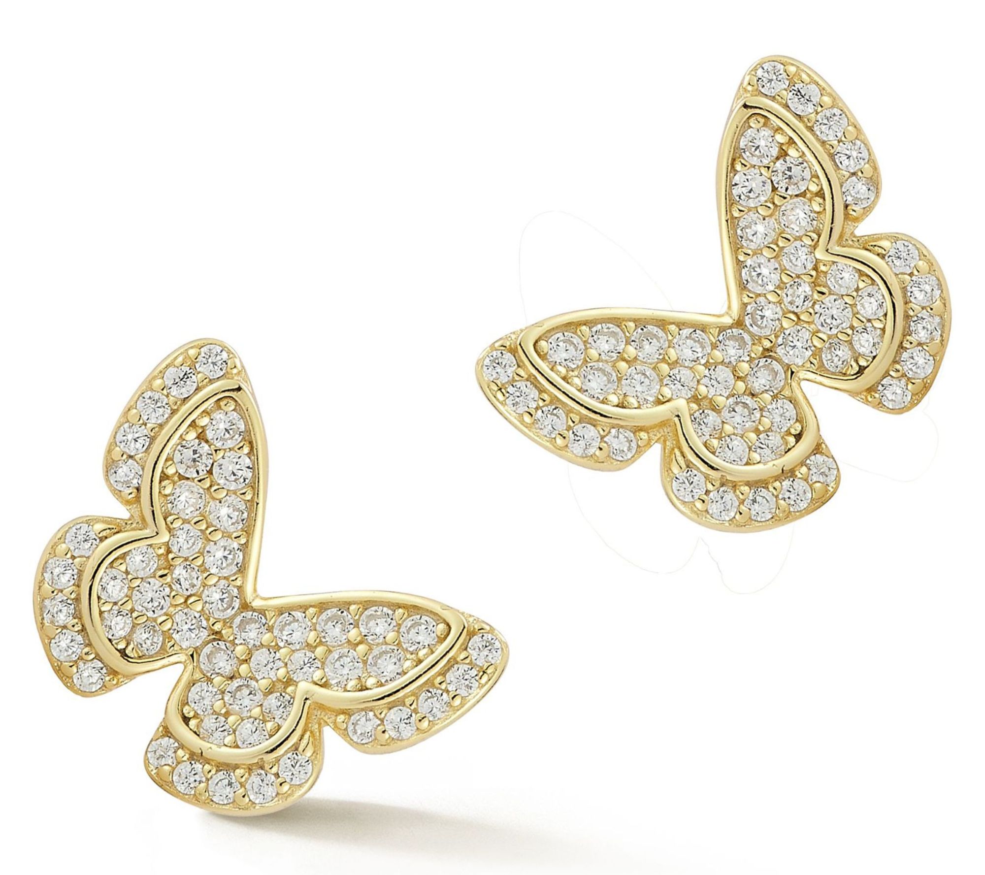 Sterlina Silver Pave Butterfly Stud Earrings, Sterling