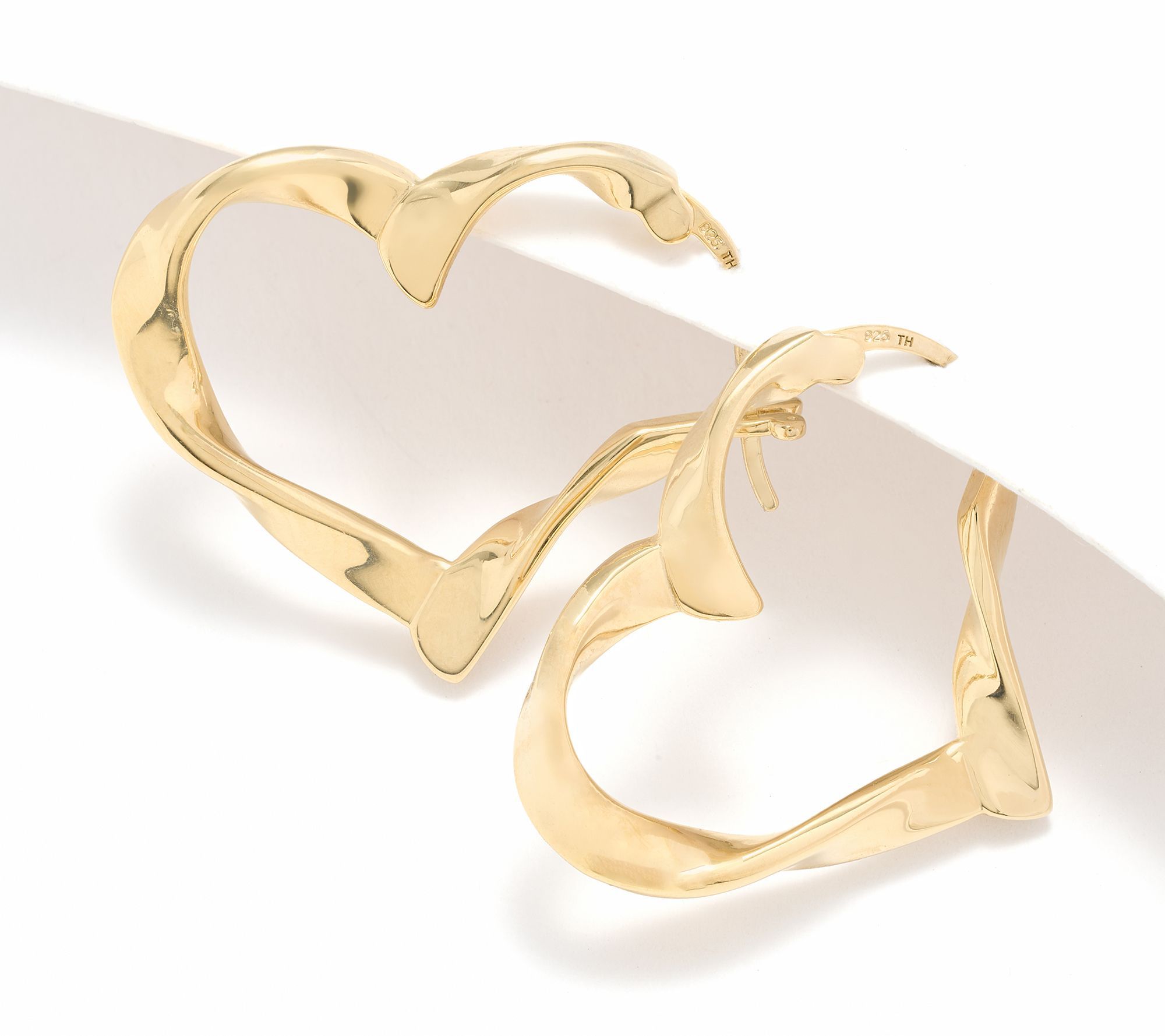 Christian James by Scott Grimes 14K Gold Clad 1" Ripple Heart Hoop Earrings