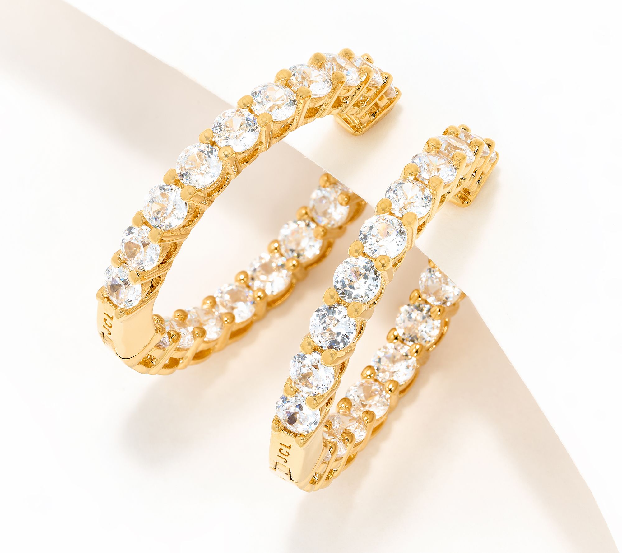 Diamonique Classics Clip-On Inside-Out Hoop Earrings