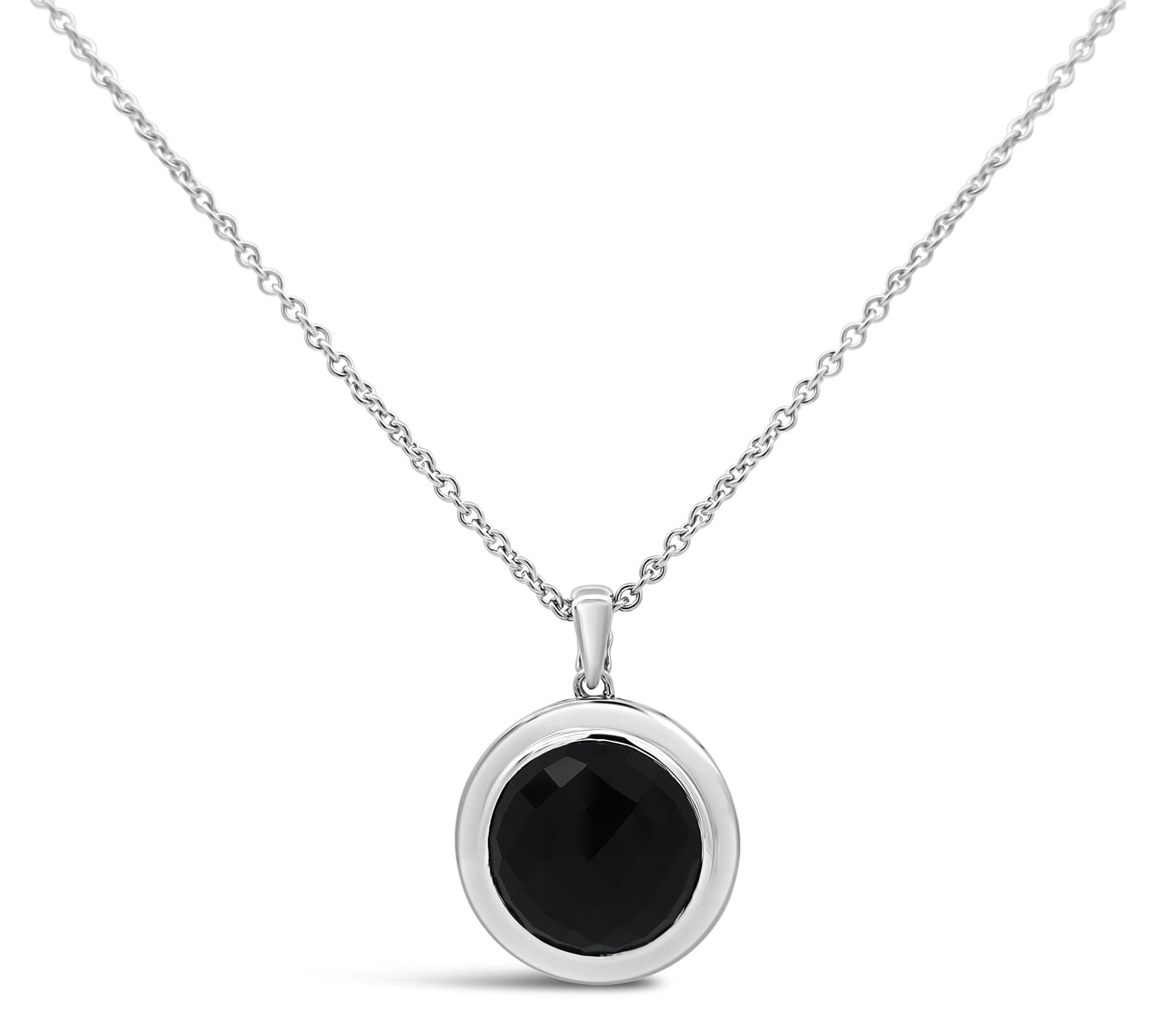 Elyse Ryan Sterling Silver Onyx Maya Pendant w/Chain