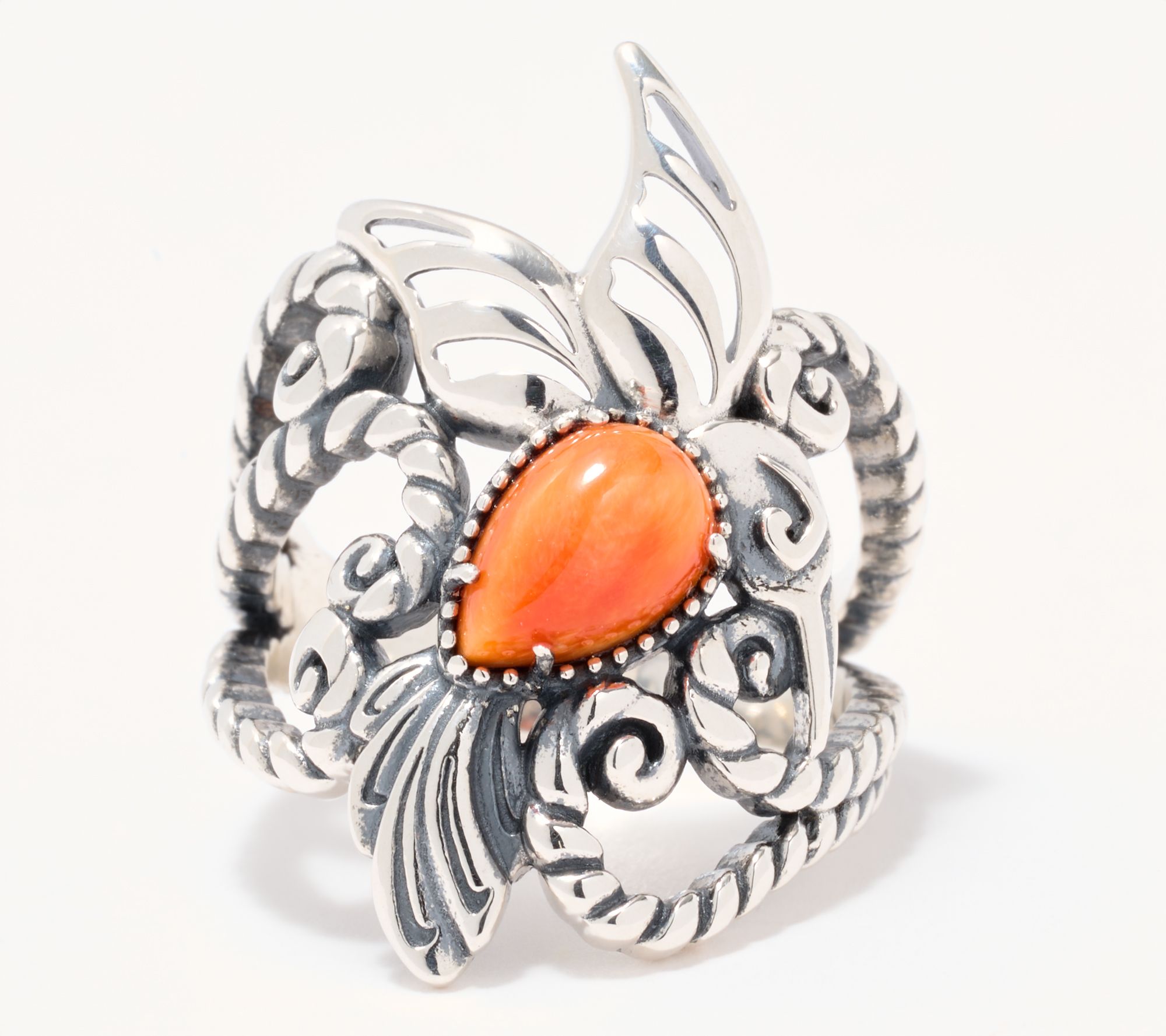 American West Sterling Silver Gemstone Hummingbird Rope Ring