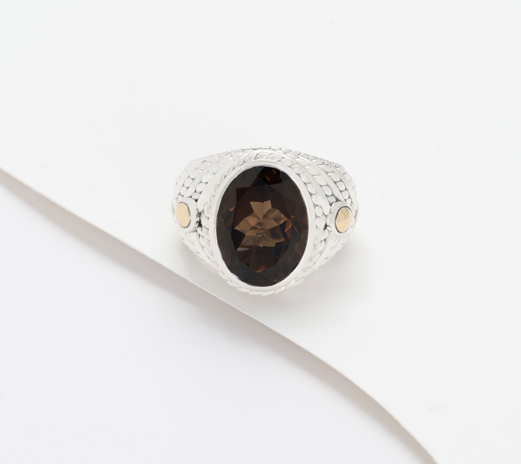 JAI Sterling Silver & 14K Gold Smoky Quartz Ring - QVC.com
