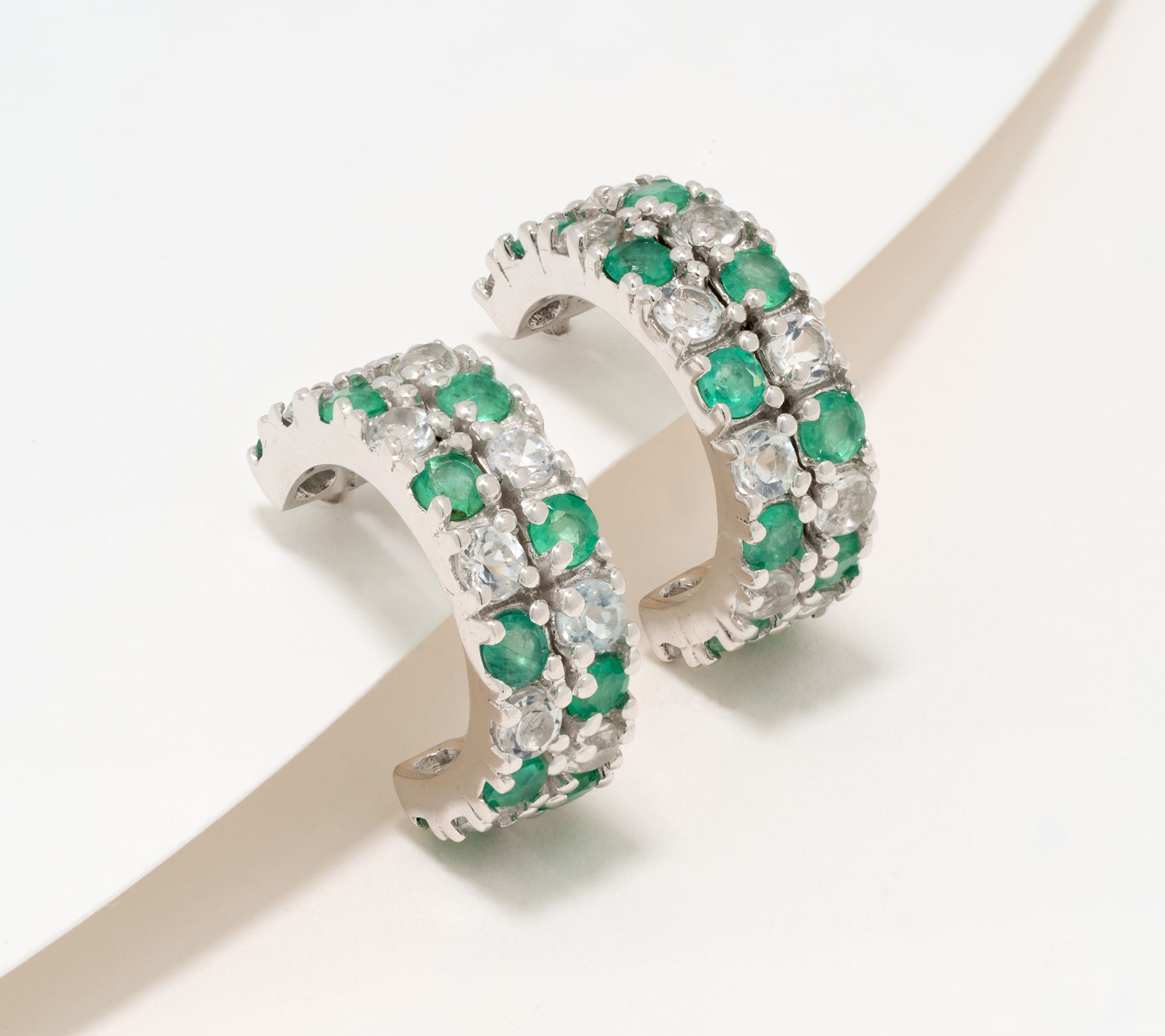 Affinity Gems Precious Gem & White Topaz Hoop Earrings Sterling Silver