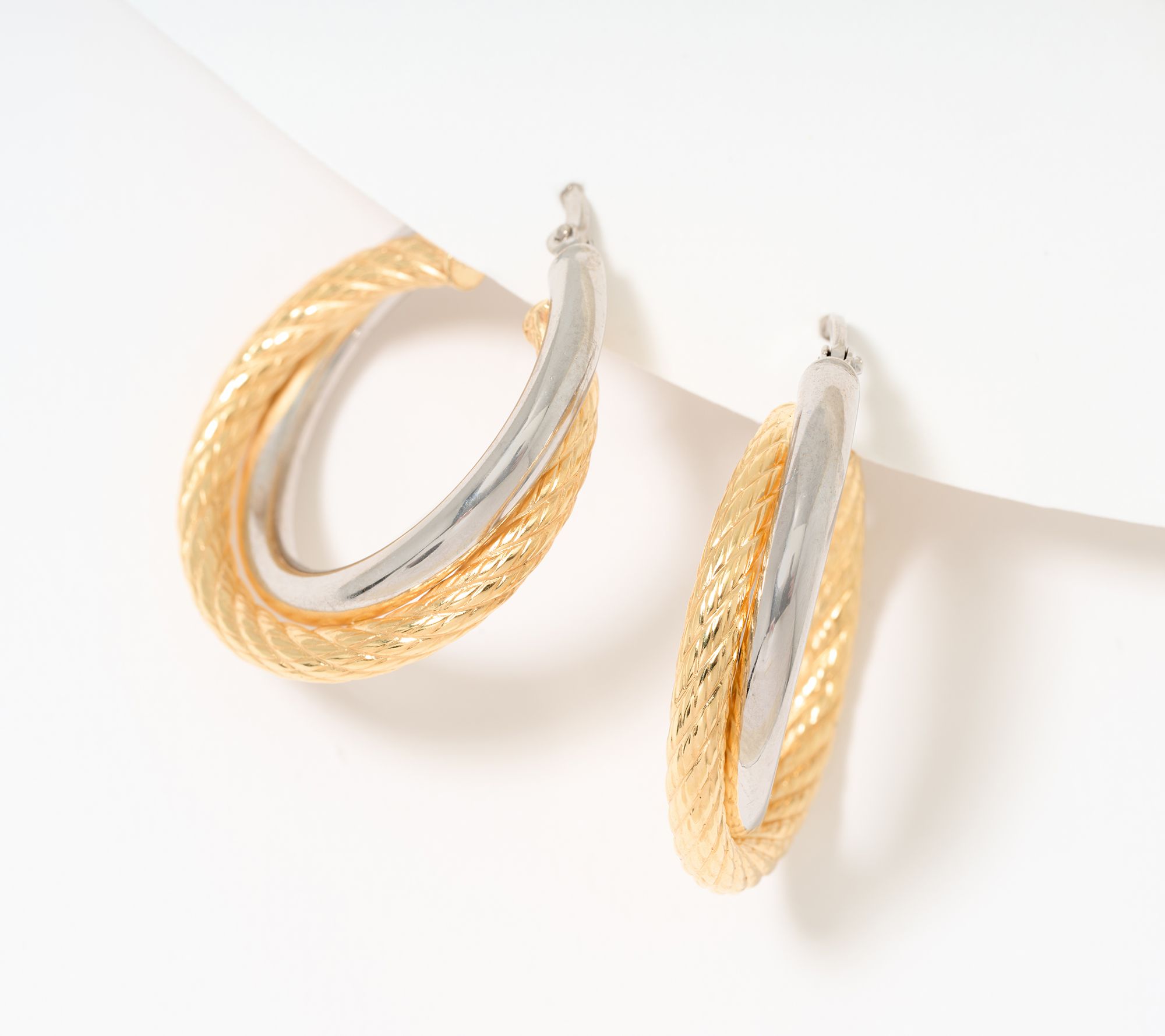  David Markstein Bronze Double Twist Ribbed & Polished 1" Hoops