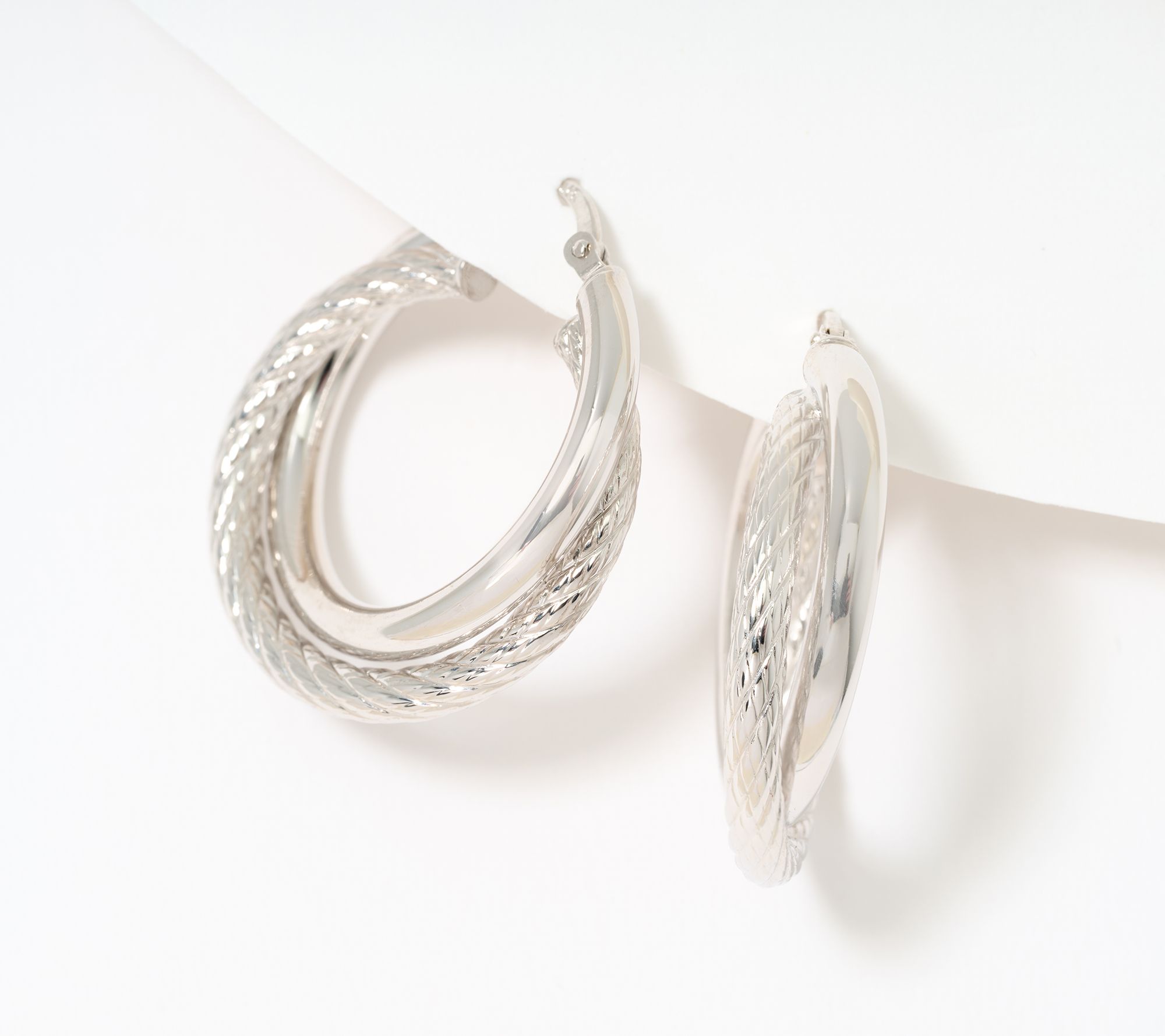 David Markstein Bronze Double Twist Ribbed & Polished 1" Hoops