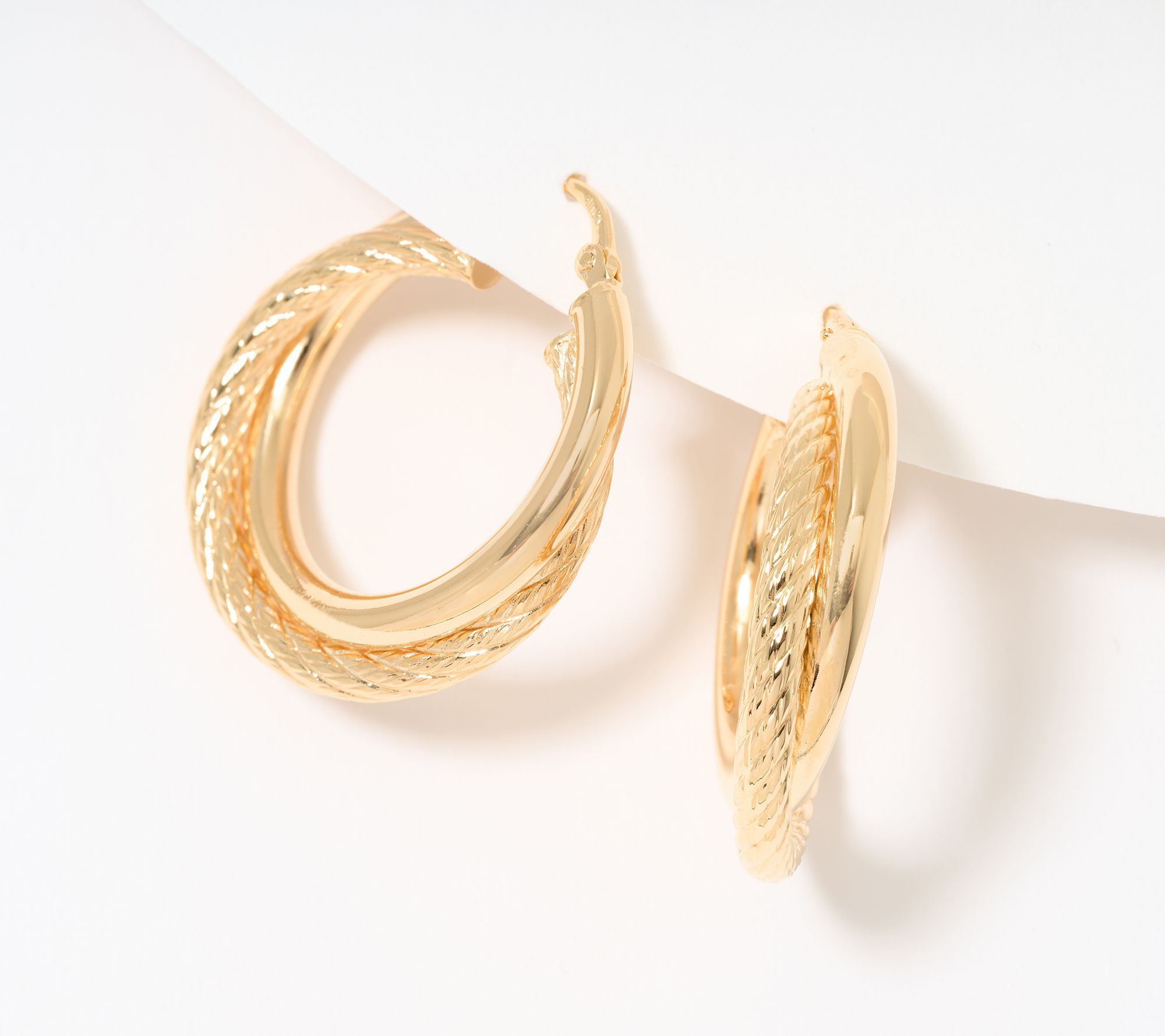 David Markstein Bronze Double Twist Ribbed & Polished 1" Hoops