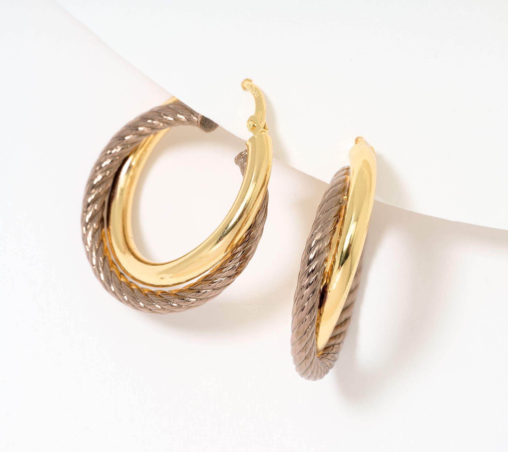 David Markstein Bronze Double Twist Ribbed & Polished 1" Hoops