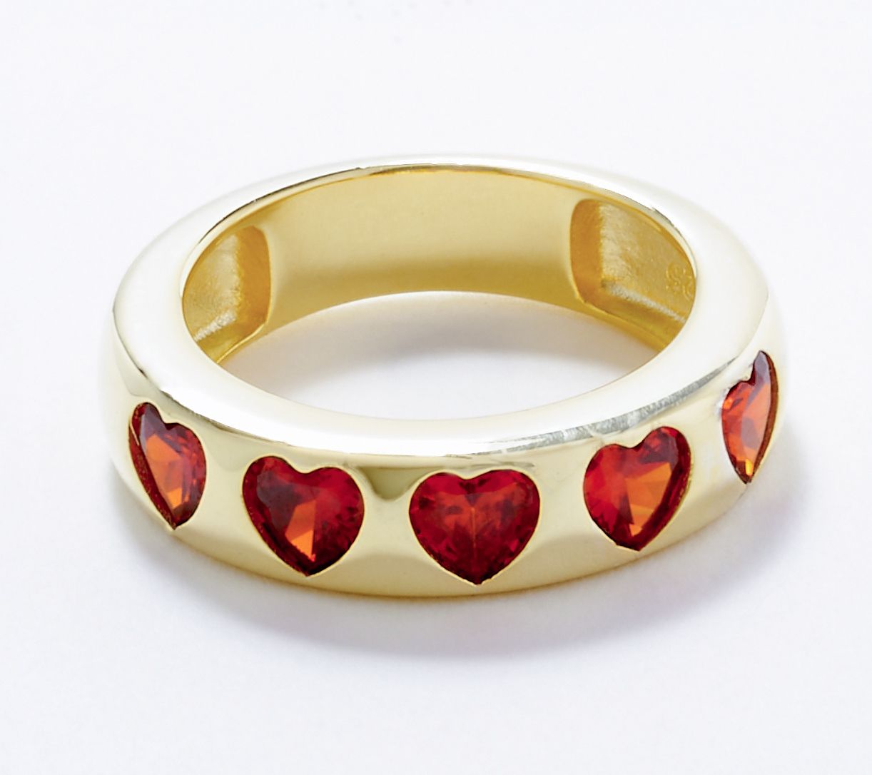 Diamonique x Melissa McGoff Heart Band Ring, 14K Plated