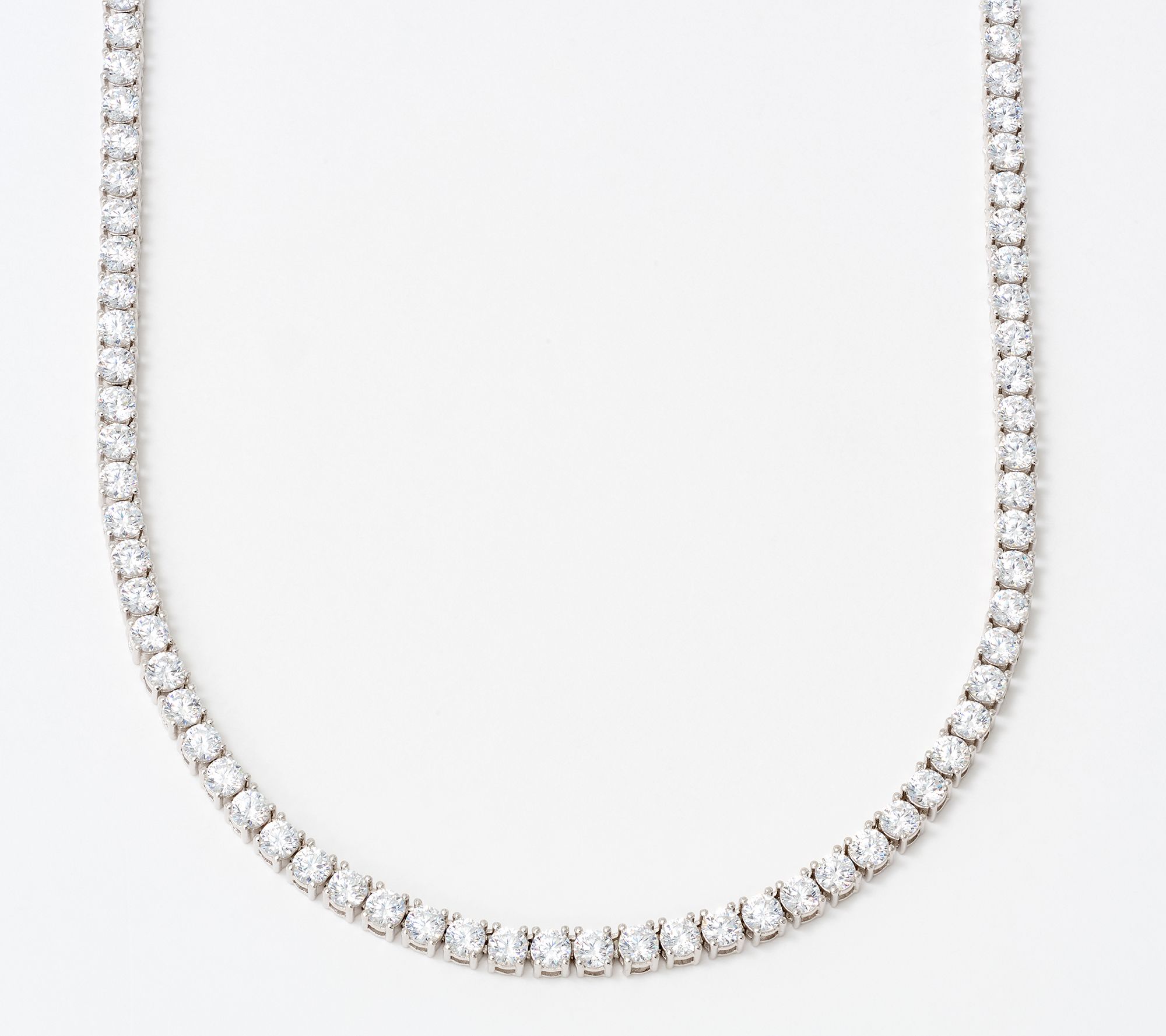 Diamonique Choice of Cut 3mm Tennis Necklace, Sterling Silver