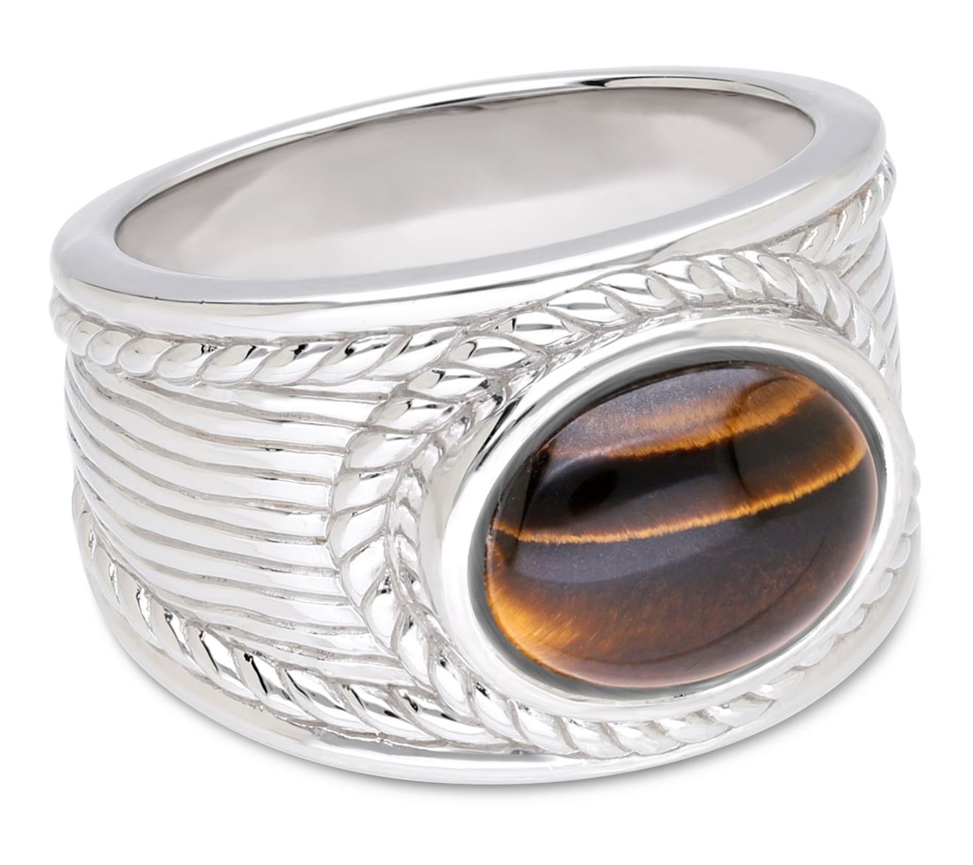 Ariva Sterling Silver Tiger Eye Arden Ring