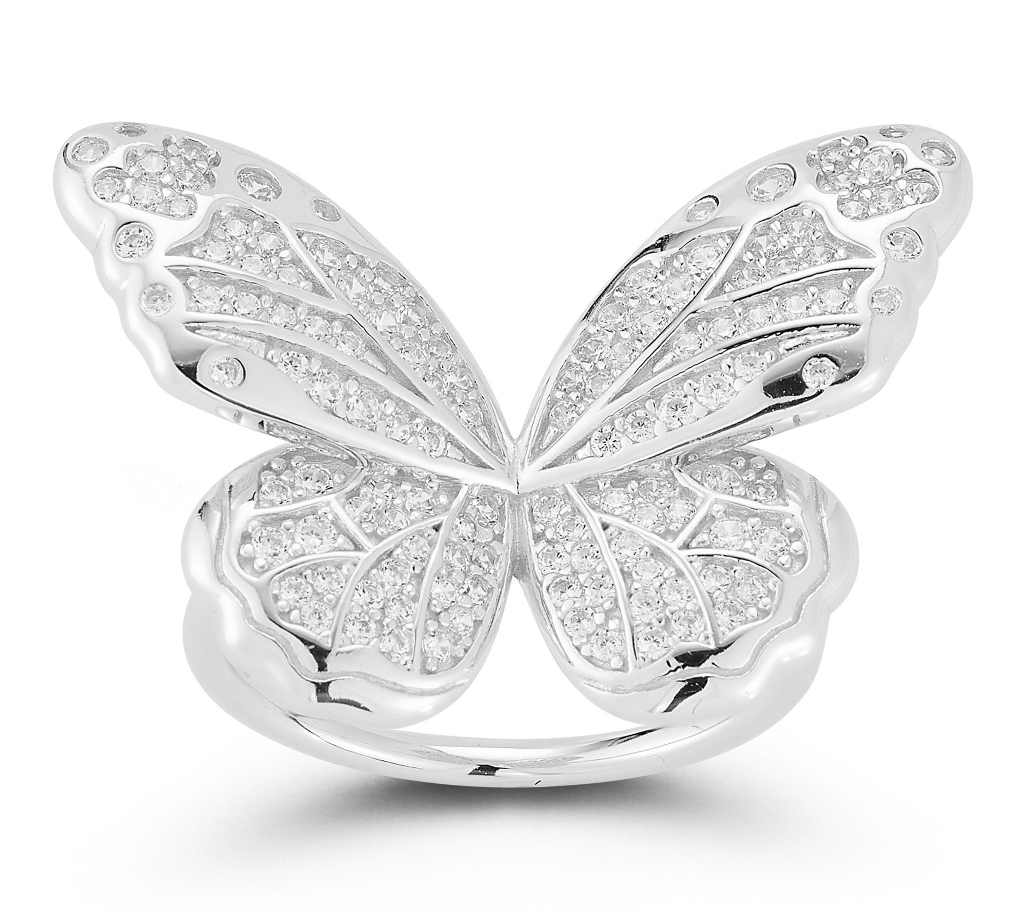 Sterlina Silver Bold Pave Butterfly Ring, Sterling