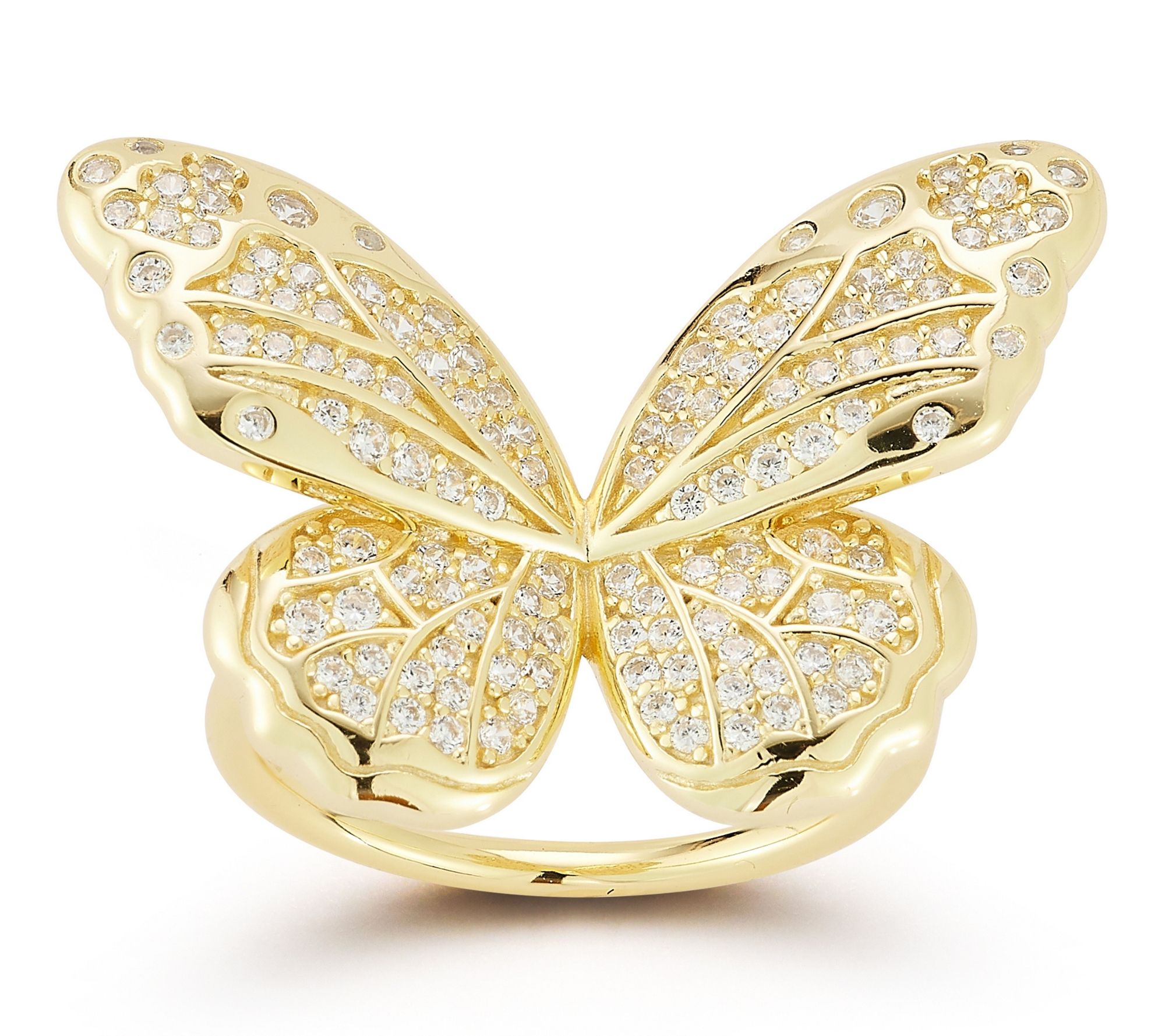 Sterlina Silver Bold Pave Butterfly Ring, Sterling