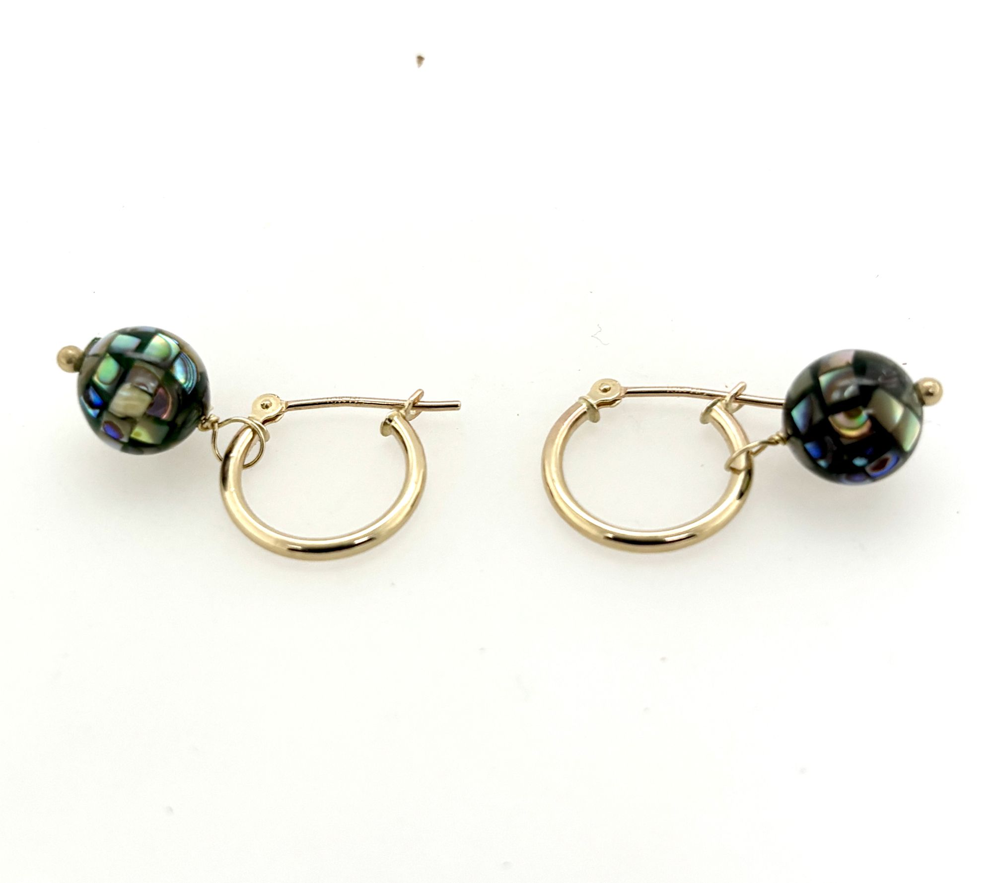 Alkeme 10K Gold Starscape Mosaic Abalone CharmHoop Earrings