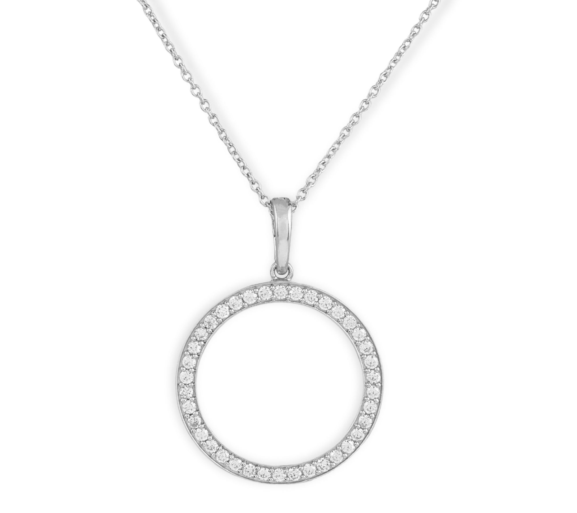 Diamonique 2.20 cttw Open Circle Pendant w/ Chain, Sterling