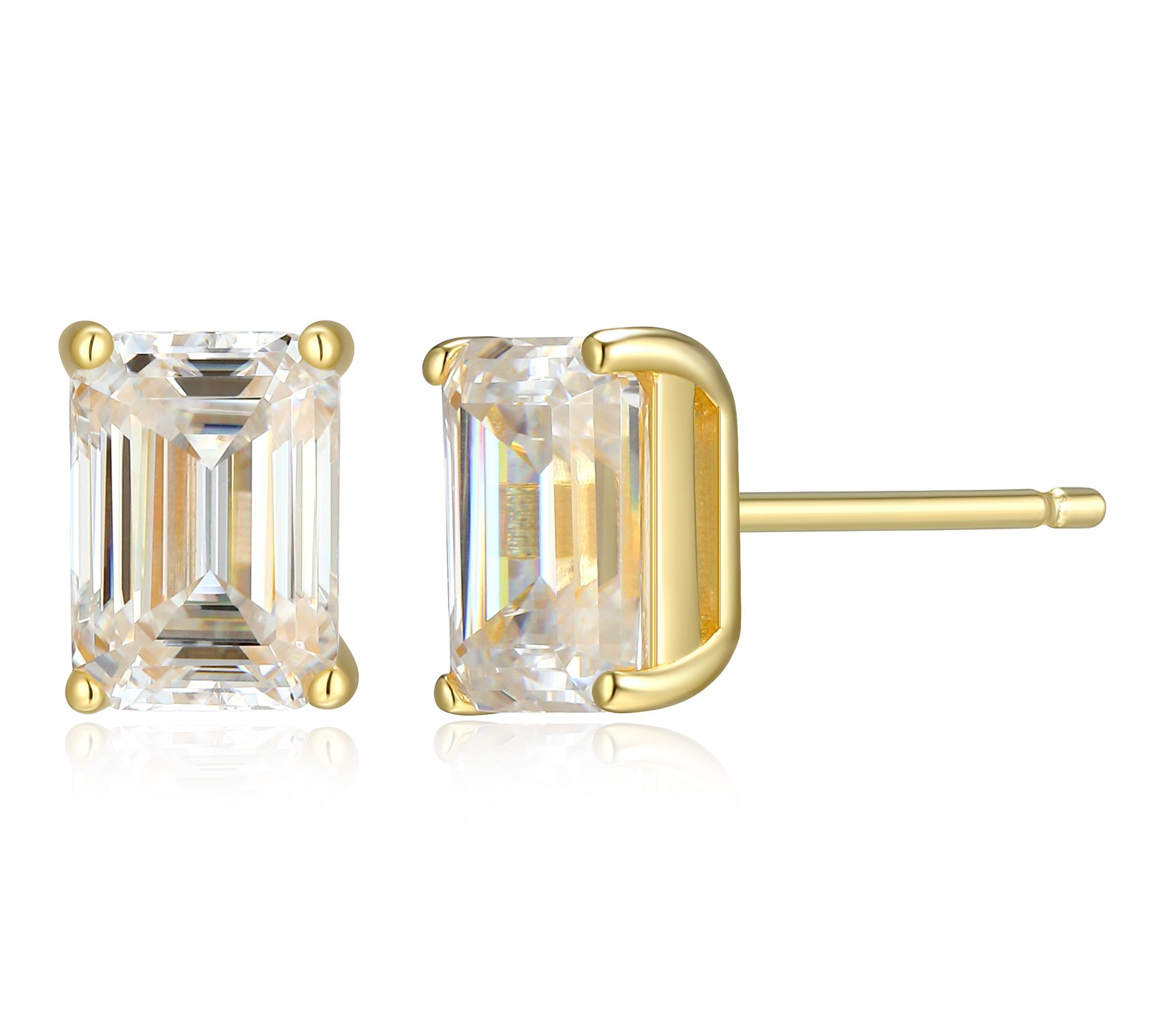 Moissanite 1.95 cttw Emerald Cut Stud Earrings,Sterling