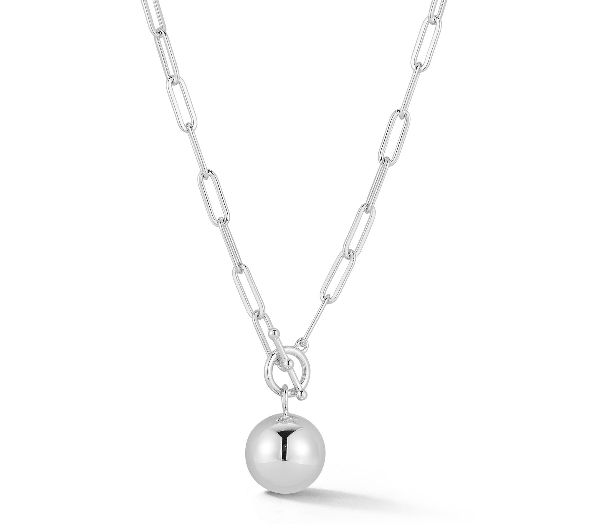 Sterlina Silver Ball Toggle Necklace, Sterling