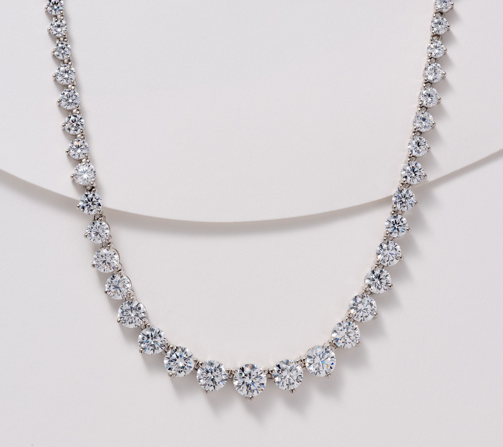 Diamonique Classics Graduated Tennis Necklace, Sterl