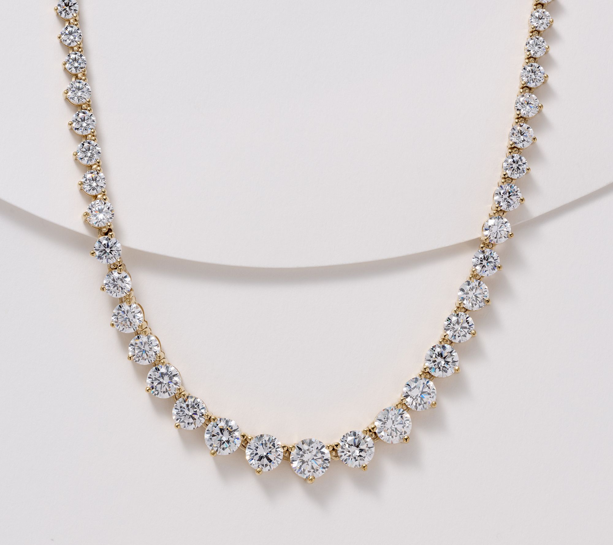 Diamonique Classics Graduated Tennis Necklace, Sterl