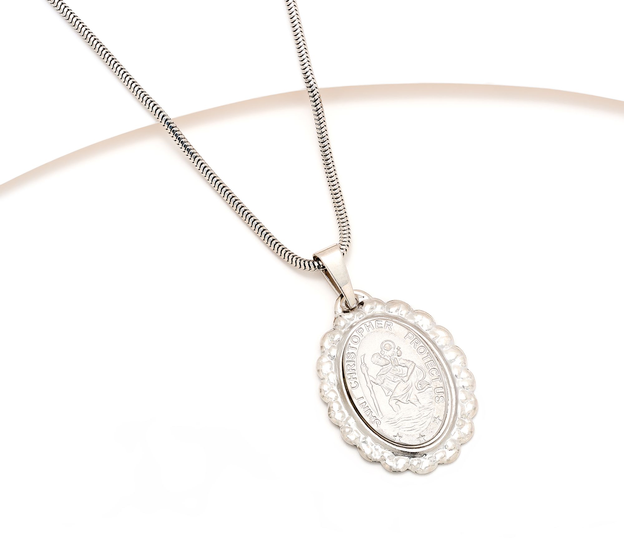 "As Is" David Markstein Sterl Silver Oval 18" St. Christopher Pendant w Chain