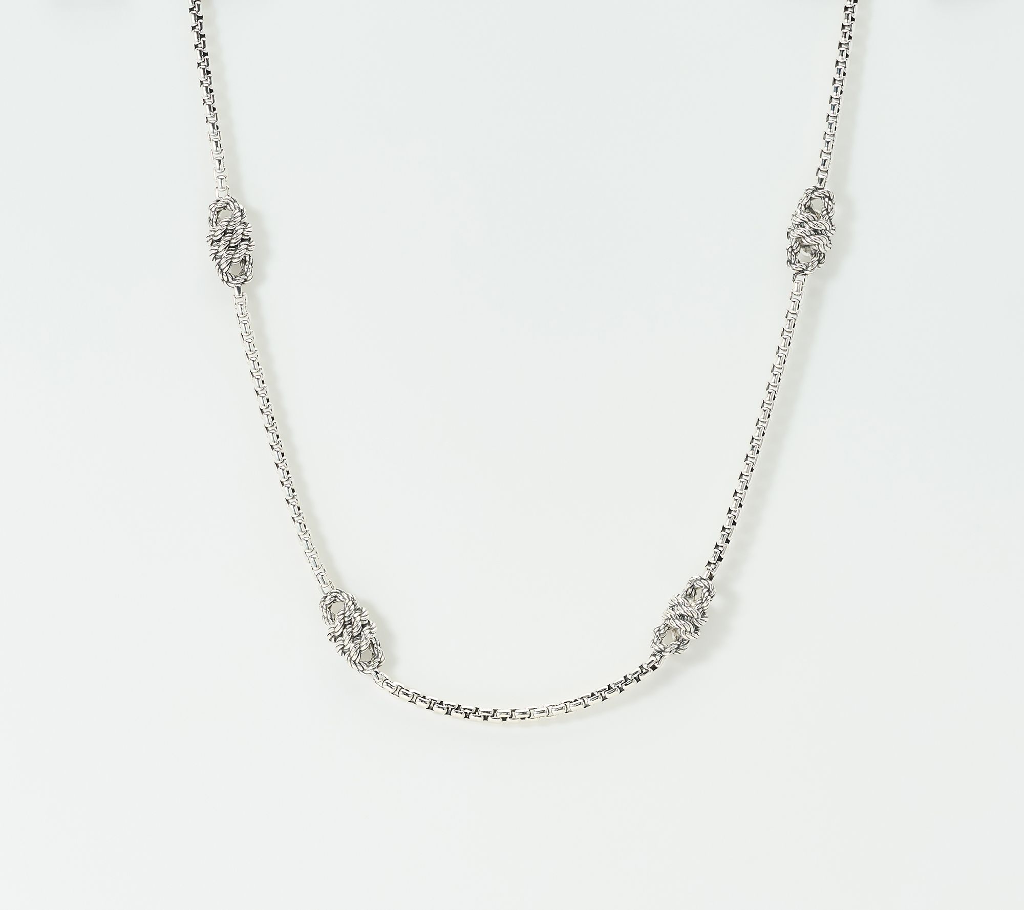 JAI Sterling Silver 2.7mm Box Chain & Cara Rope 18" Necklace, 20.2g