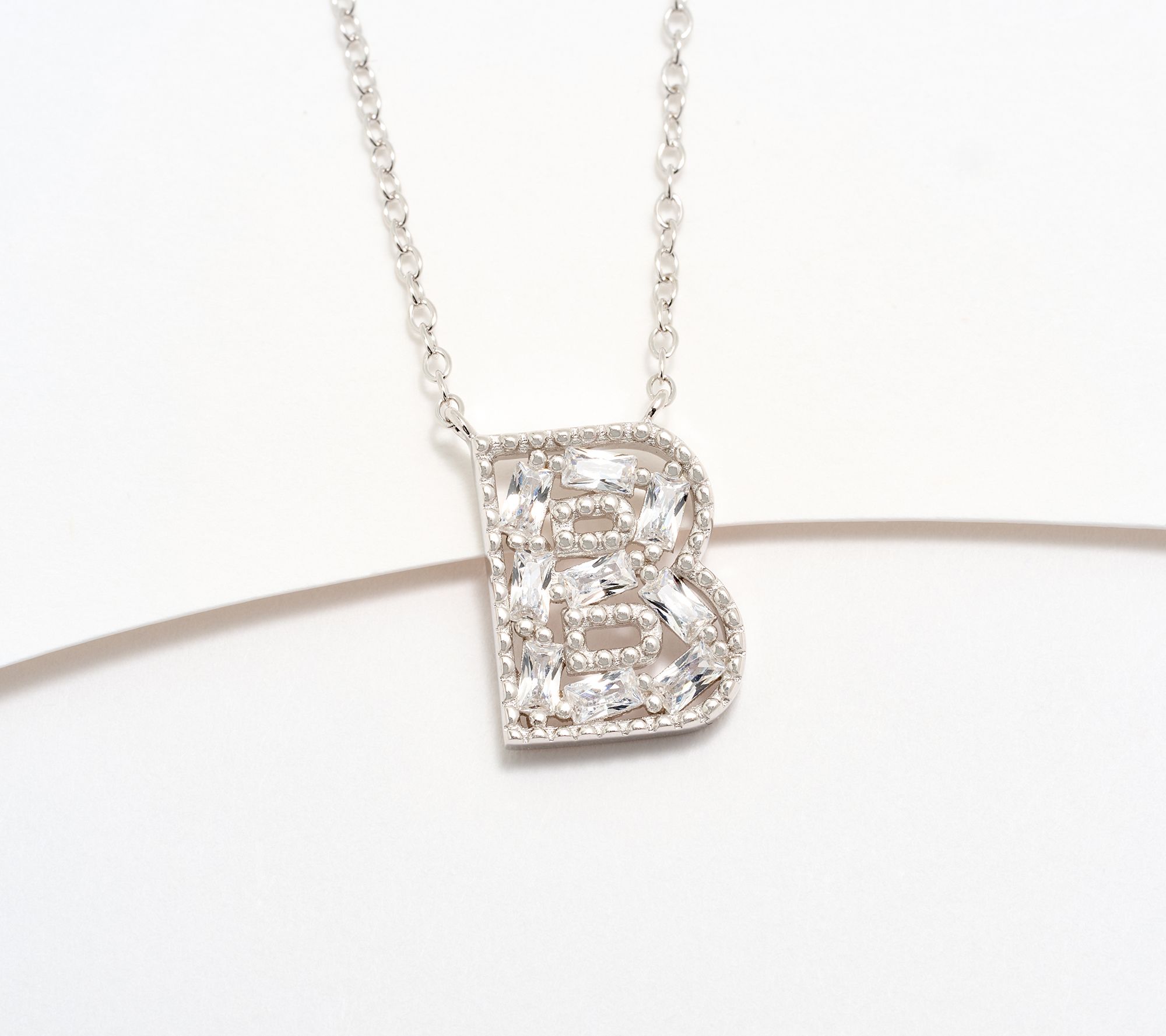 "As Is" Diamonique Pave Initial Necklace, Sterling Silver