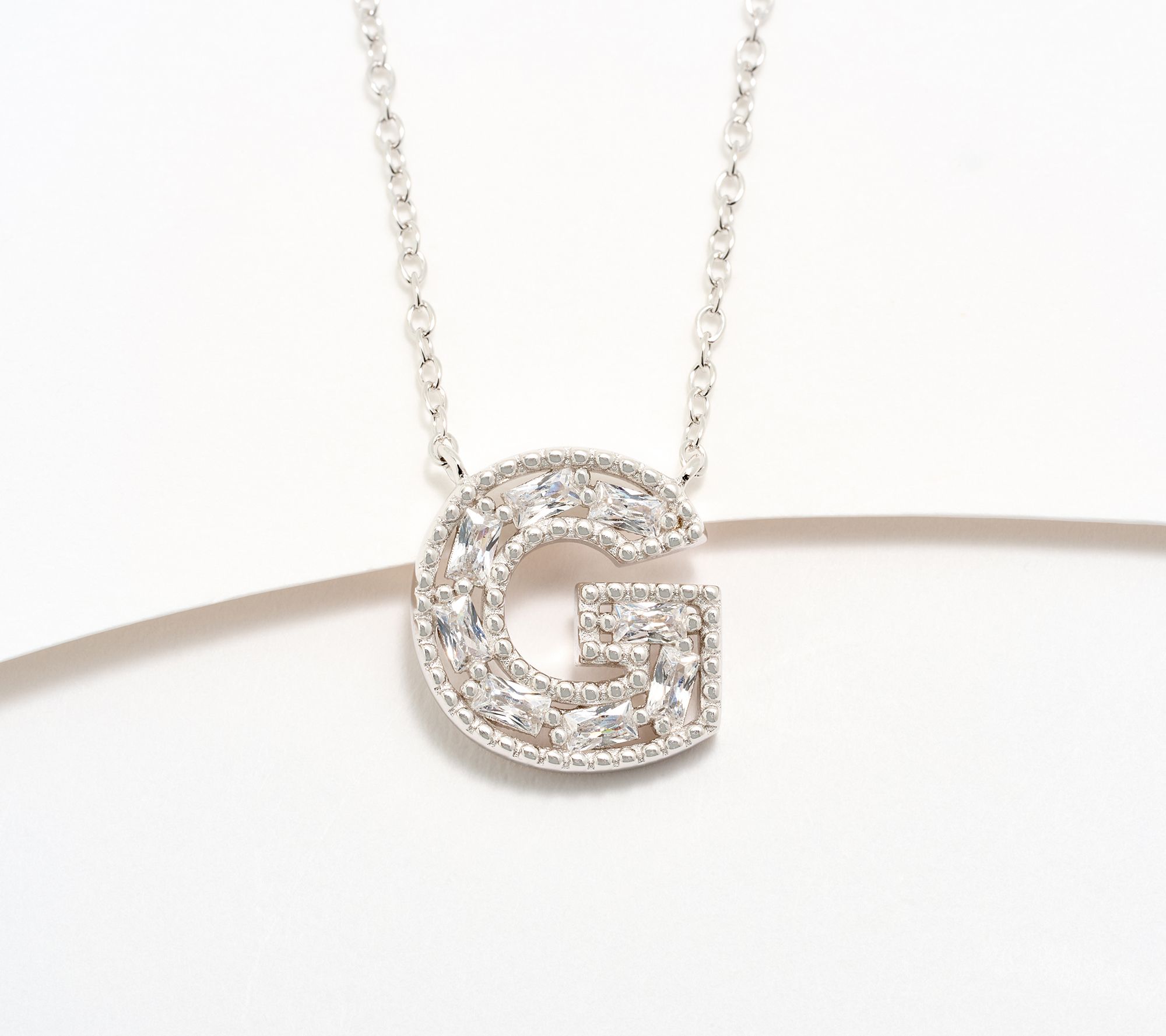 "As Is" Diamonique Pave Initial Necklace, Sterling Silver