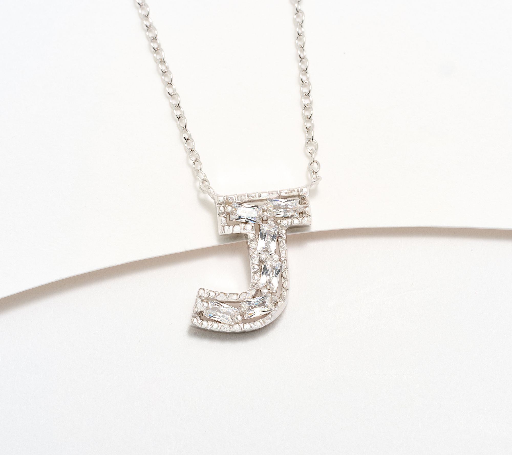 "As Is" Diamonique Pave Initial Necklace, Sterling Silver