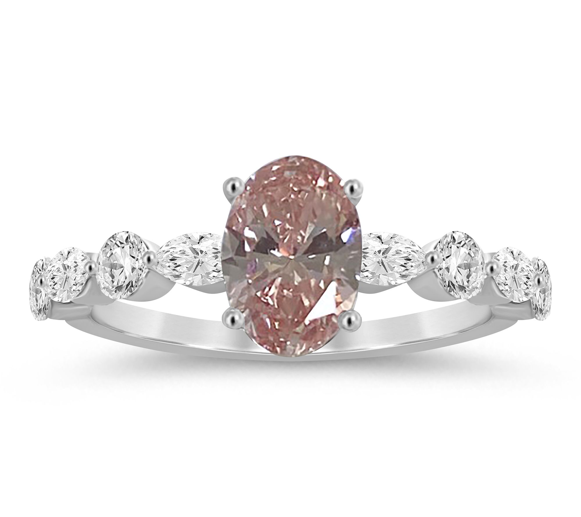Fire Light 1.50 cttw Pink Lab Grown Oval Diamond Ring, 14K