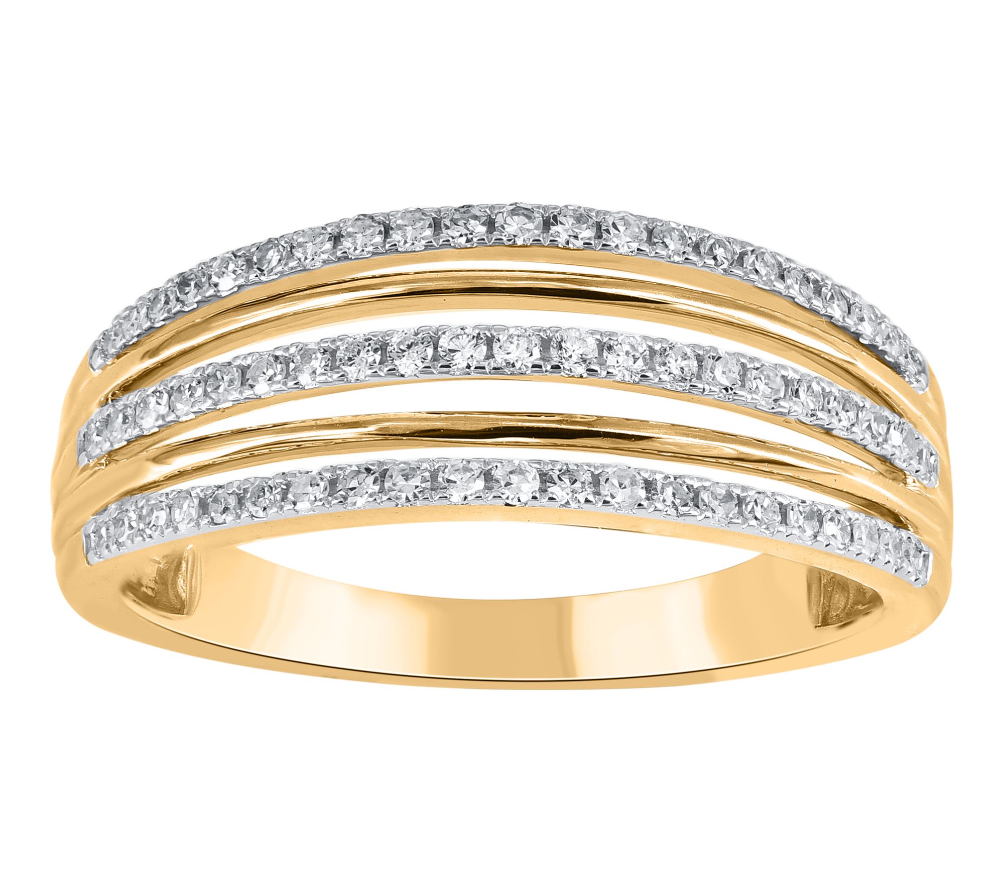 Affinity Diamonds 0.30 cttw Triple Band Ring, 14K Gold