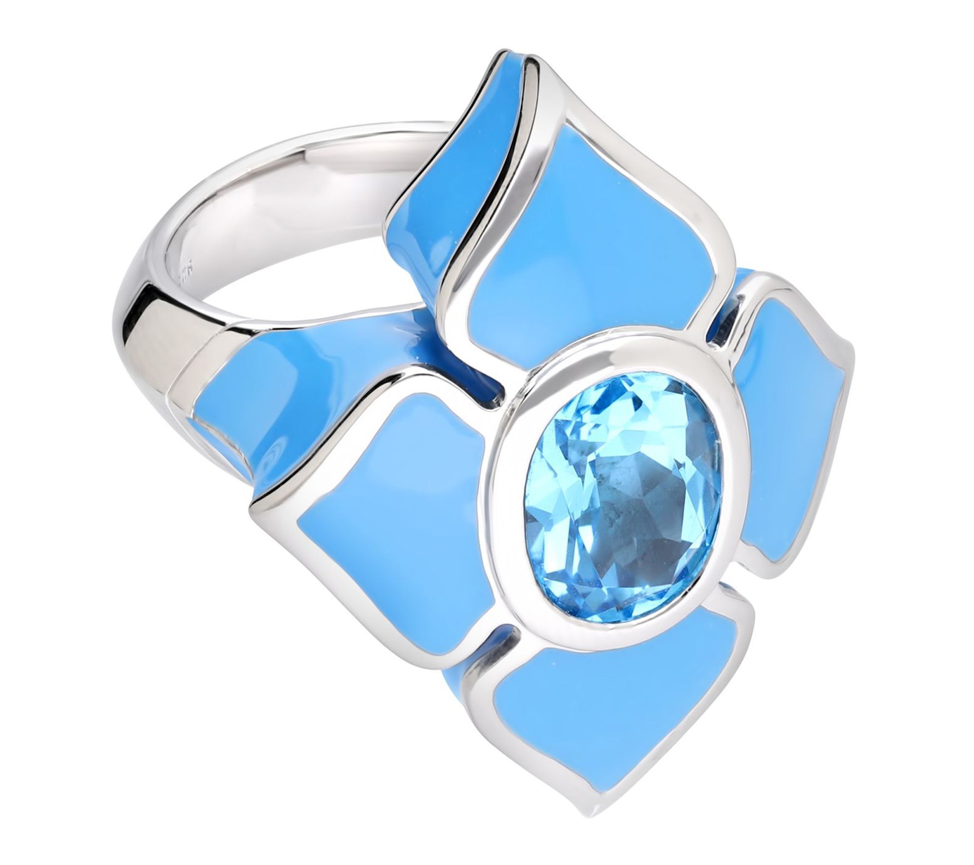 Margo Manhattan Sterling Silver Blue Topaz Lotus Ring