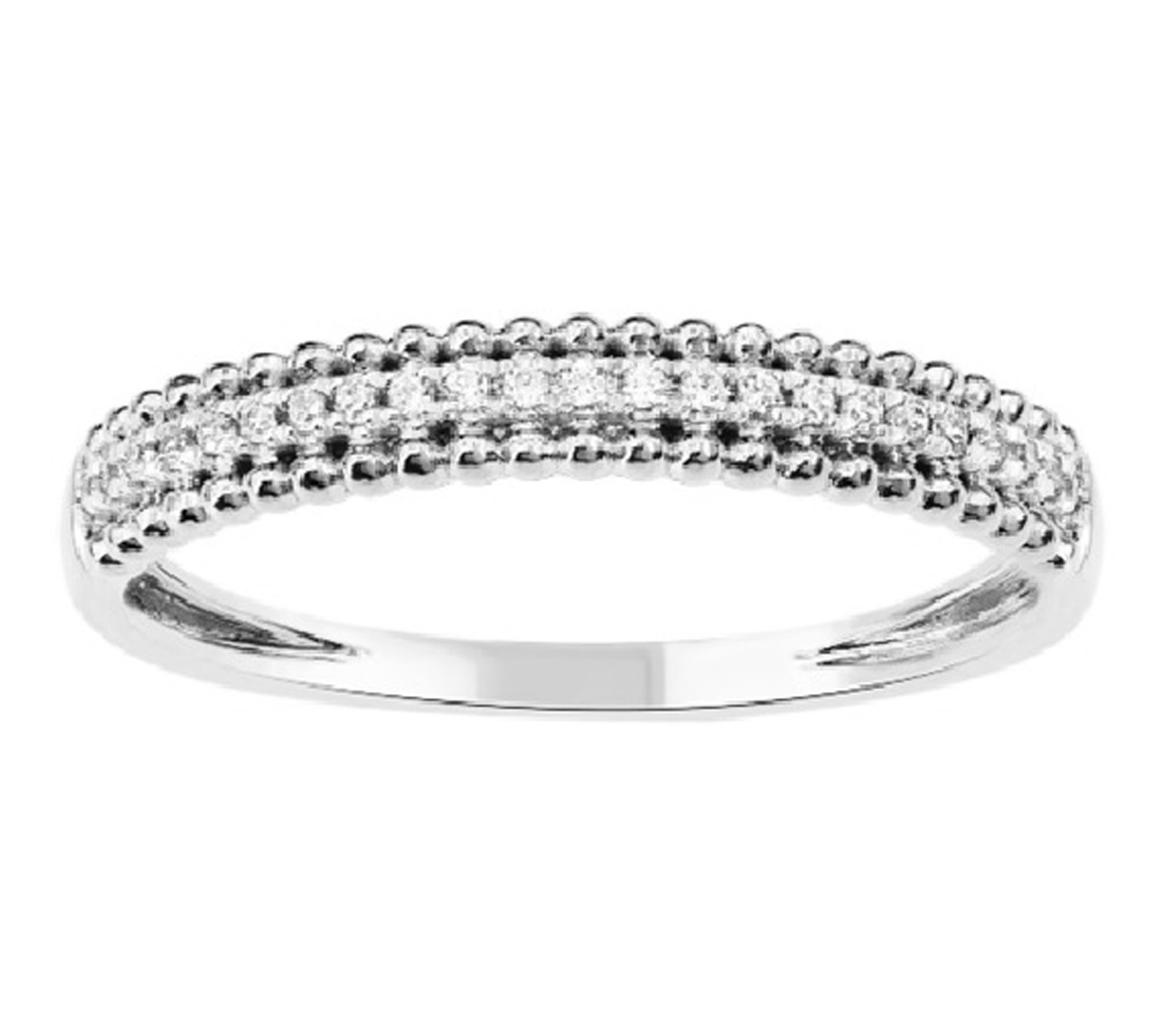 Accents By Affinity Diamond Beaded Edge Band Ring, Sterling