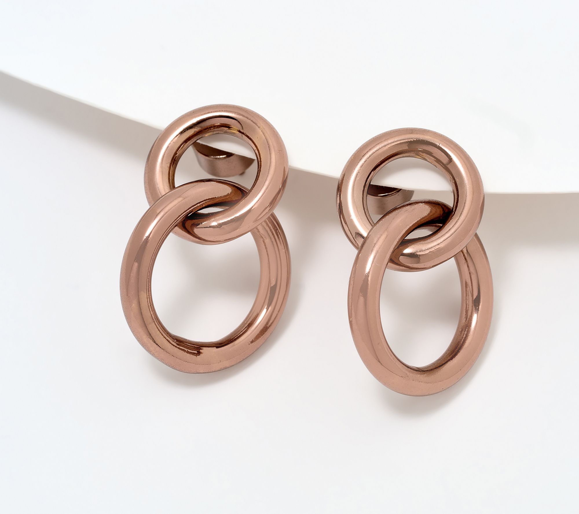 "As Is" David Markstein Bronze Double Circle Locking Earrings