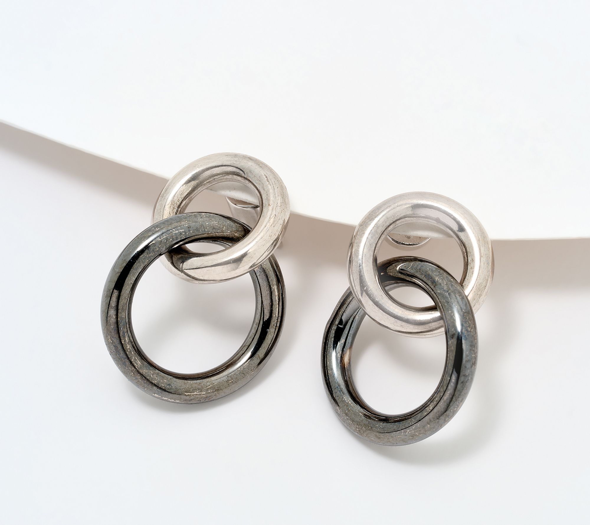 "As Is" David Markstein Bronze Double Circle Locking Earrings