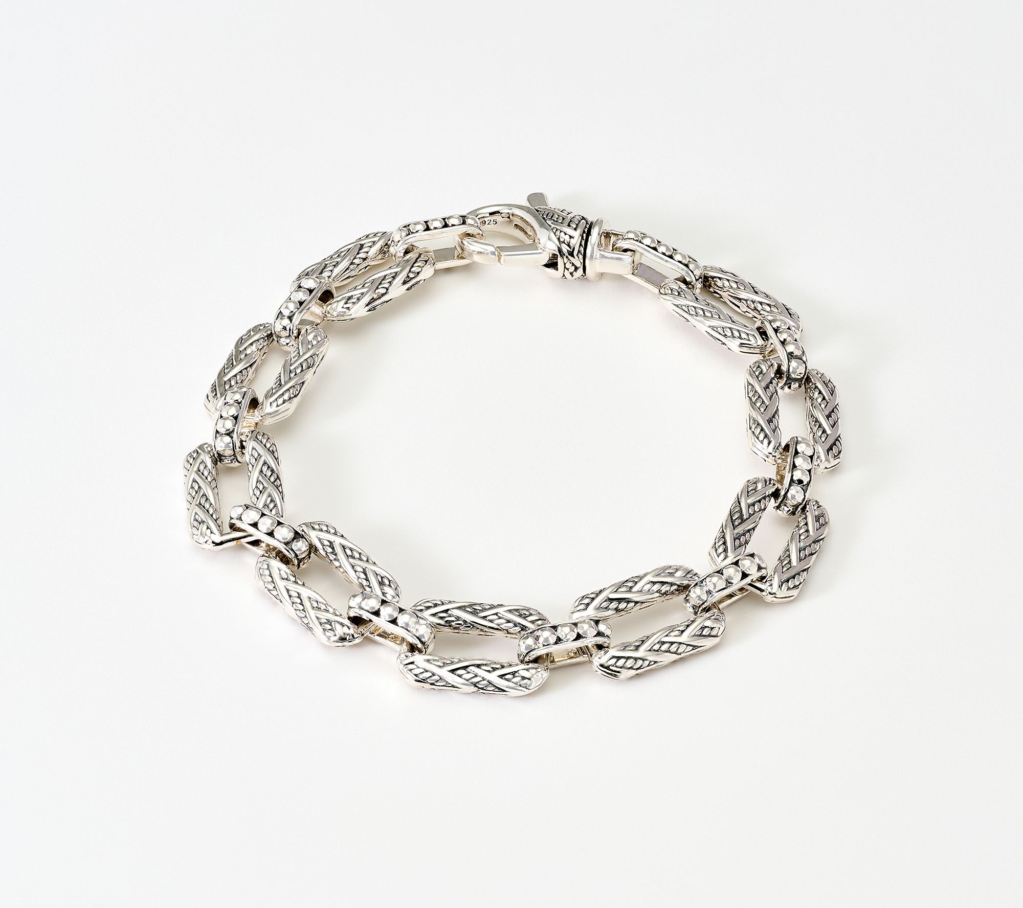 JAI Sterling Silver Legacy Woven & Shimmer Link Bracelet, 23.2g