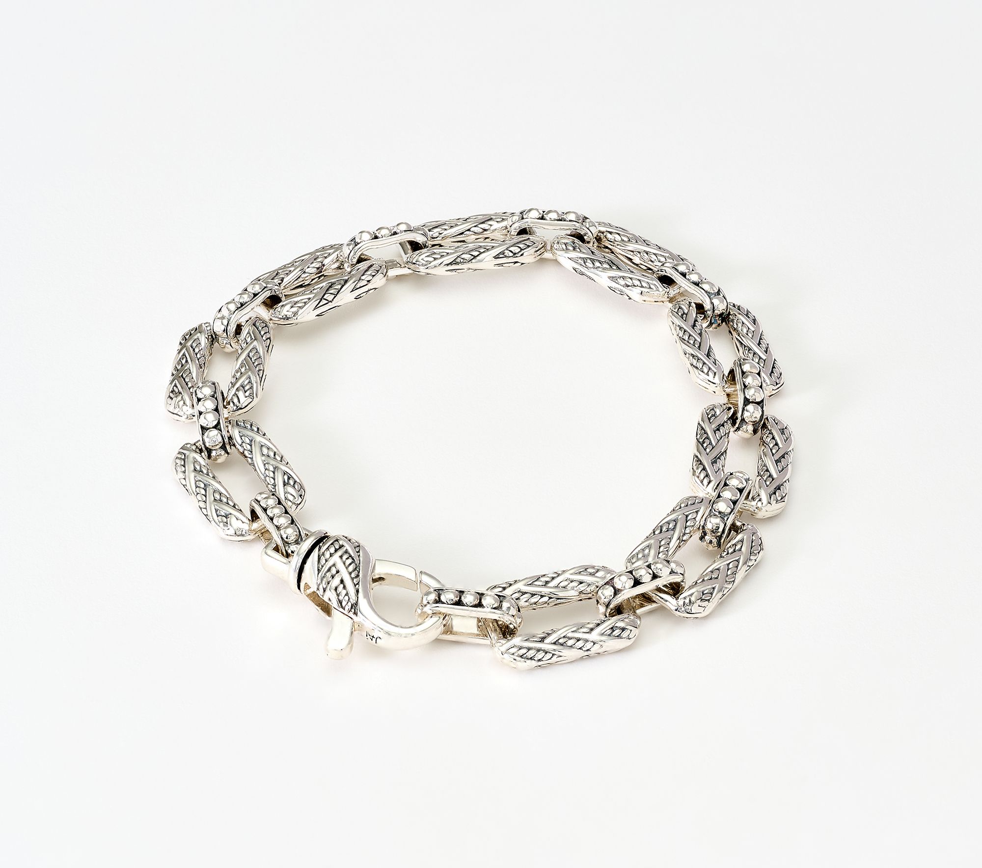 JAI Sterling Silver Legacy Woven & Shimmer Link Bracelet, 23.2g