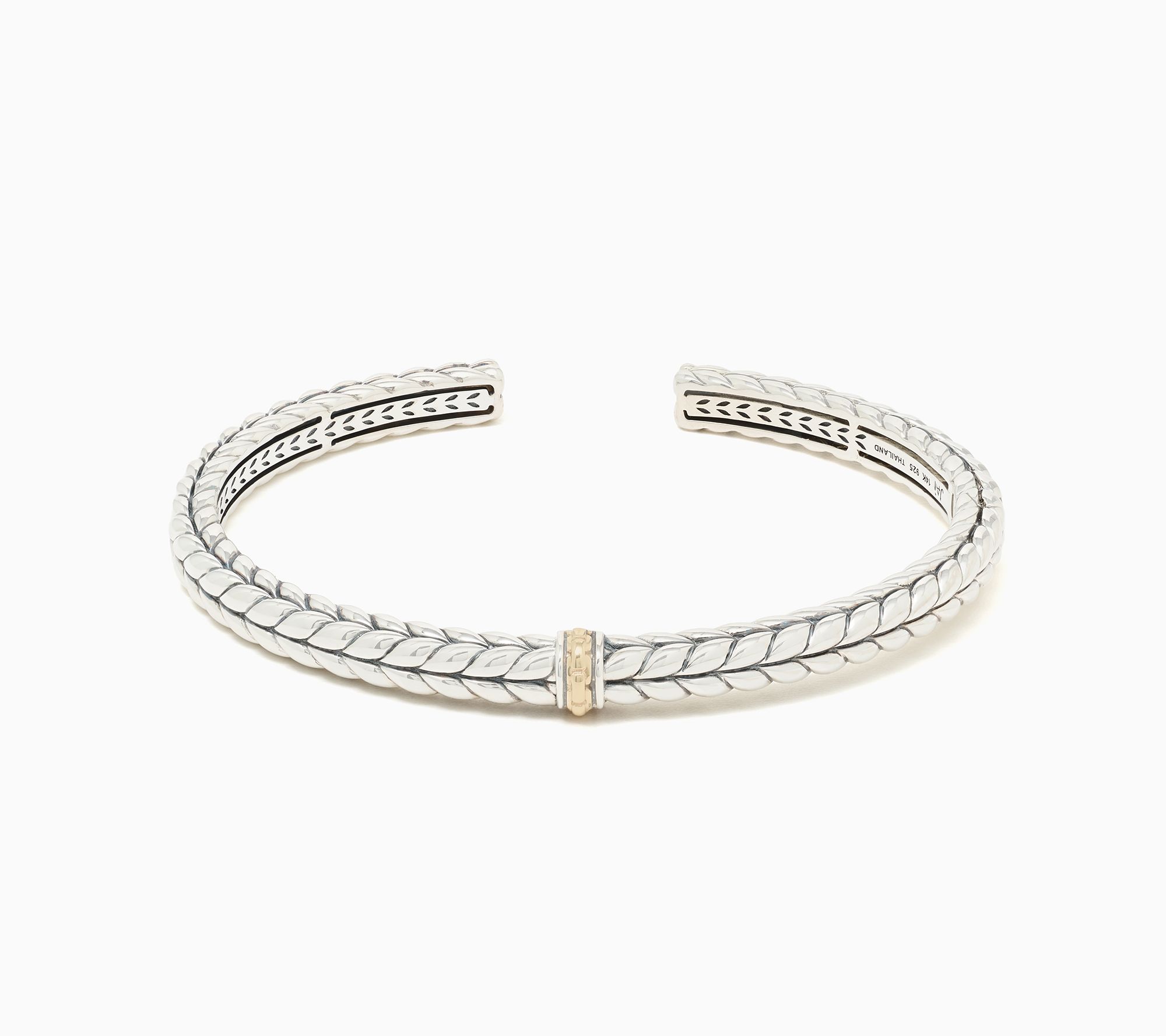 JAI Sterling Silver & 14K Gold Box & Basketweave Cuff, 18.5g