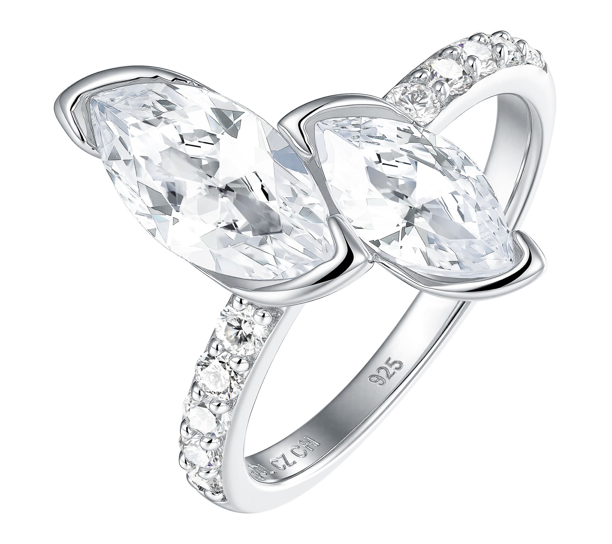 Diamonique x Jennifer Miller Marquise Toi et Moi Ring, St