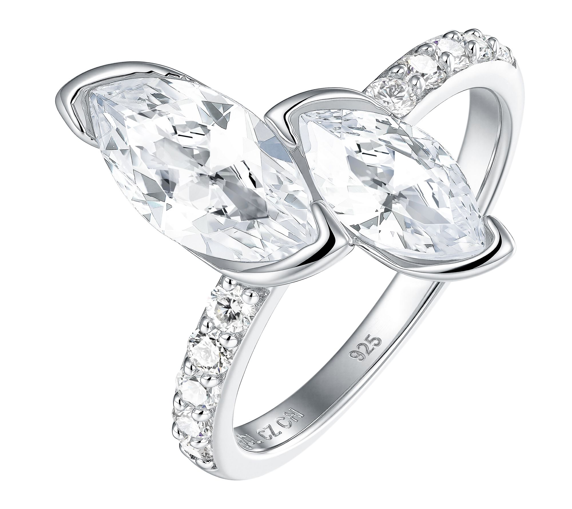 Diamonique x Jennifer Miller Marquise Toi et Moi Ring, Sterling