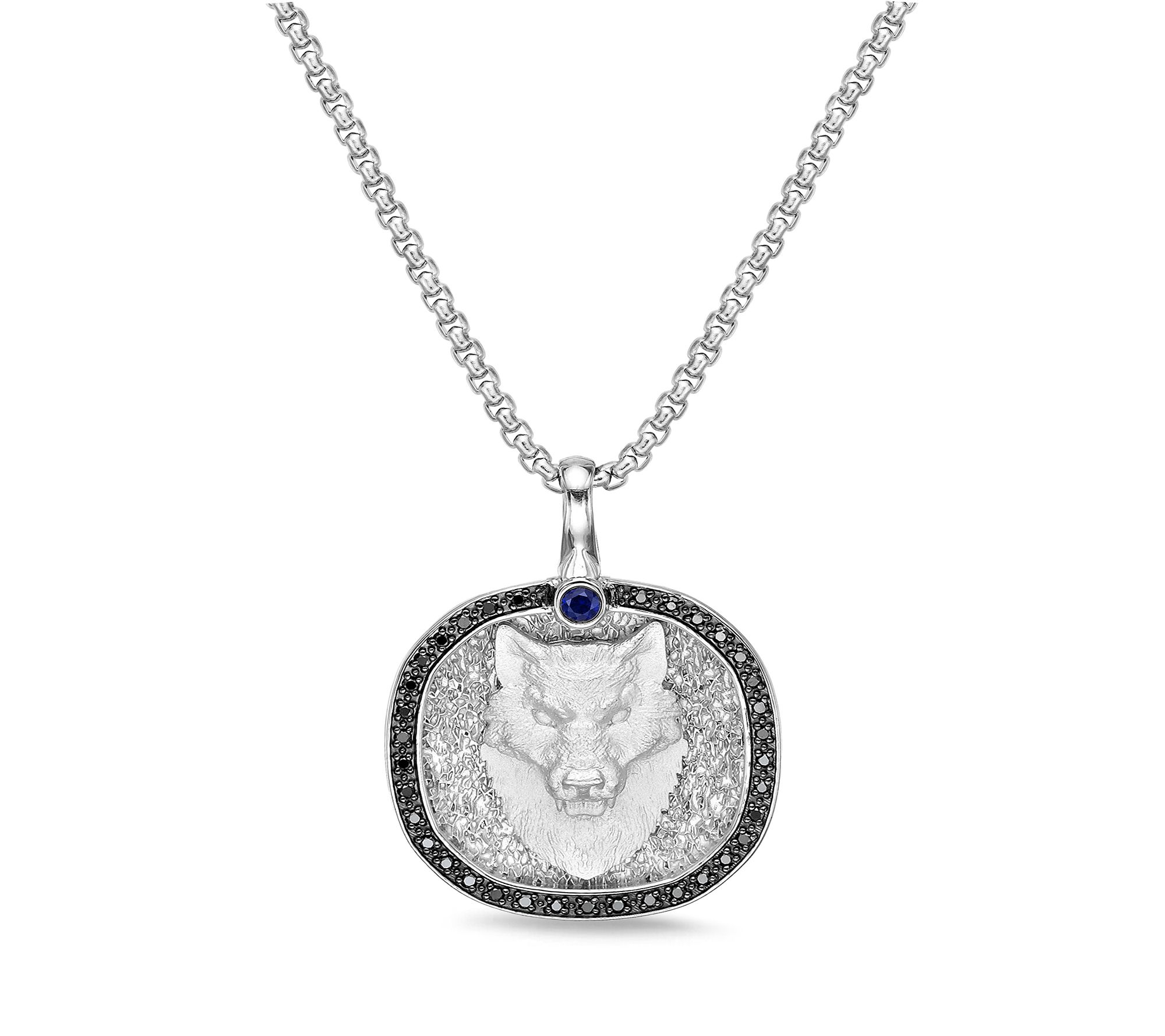 LYNX Men's Sterling Sapphire & Diamond Pendant w/ Chain