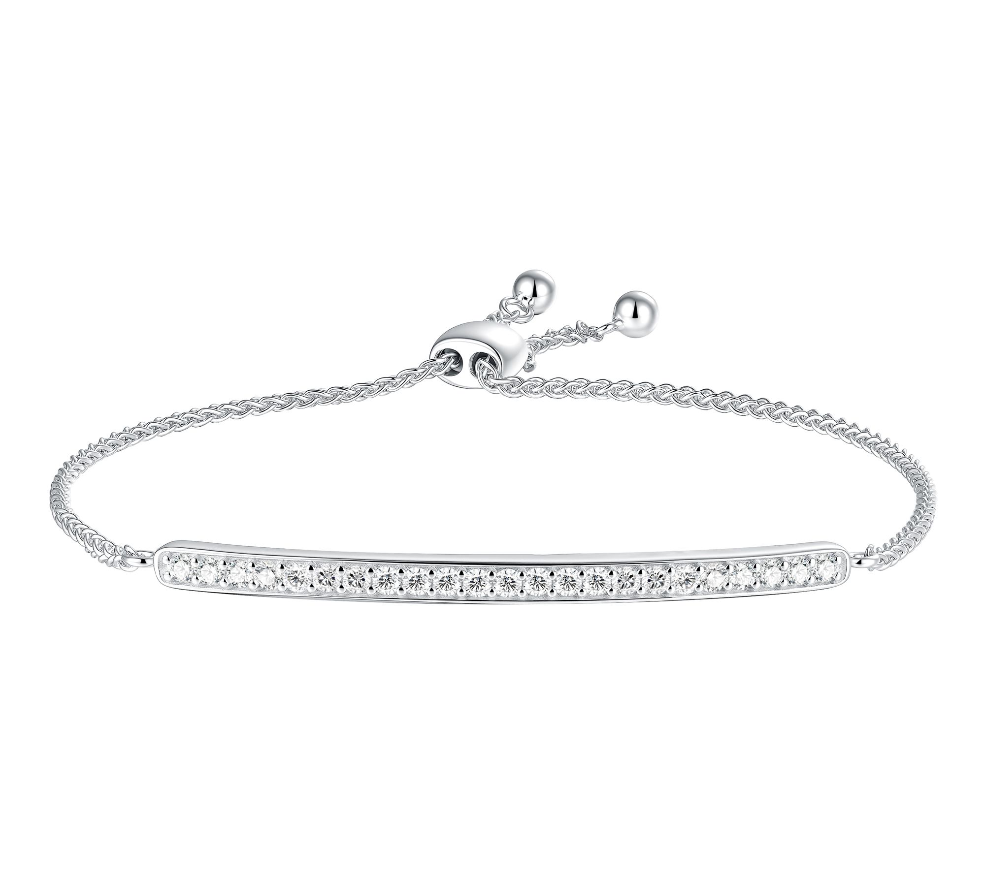 Fire Light Lab Grown Diamond Adjustable Bar Bracelet, Sterling