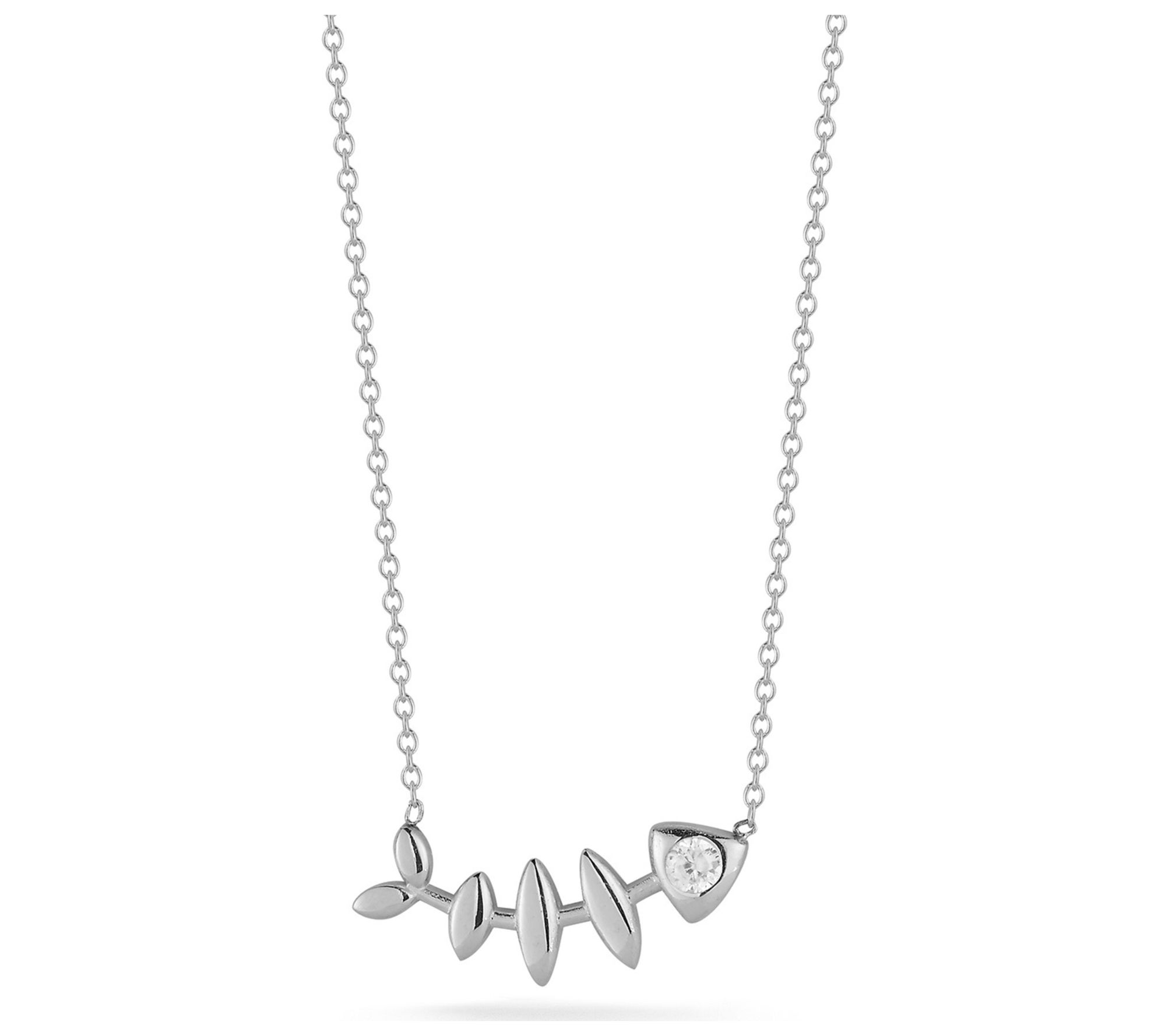 Sterlina Silver Fishbone Pendant w/ Chain, Sterling