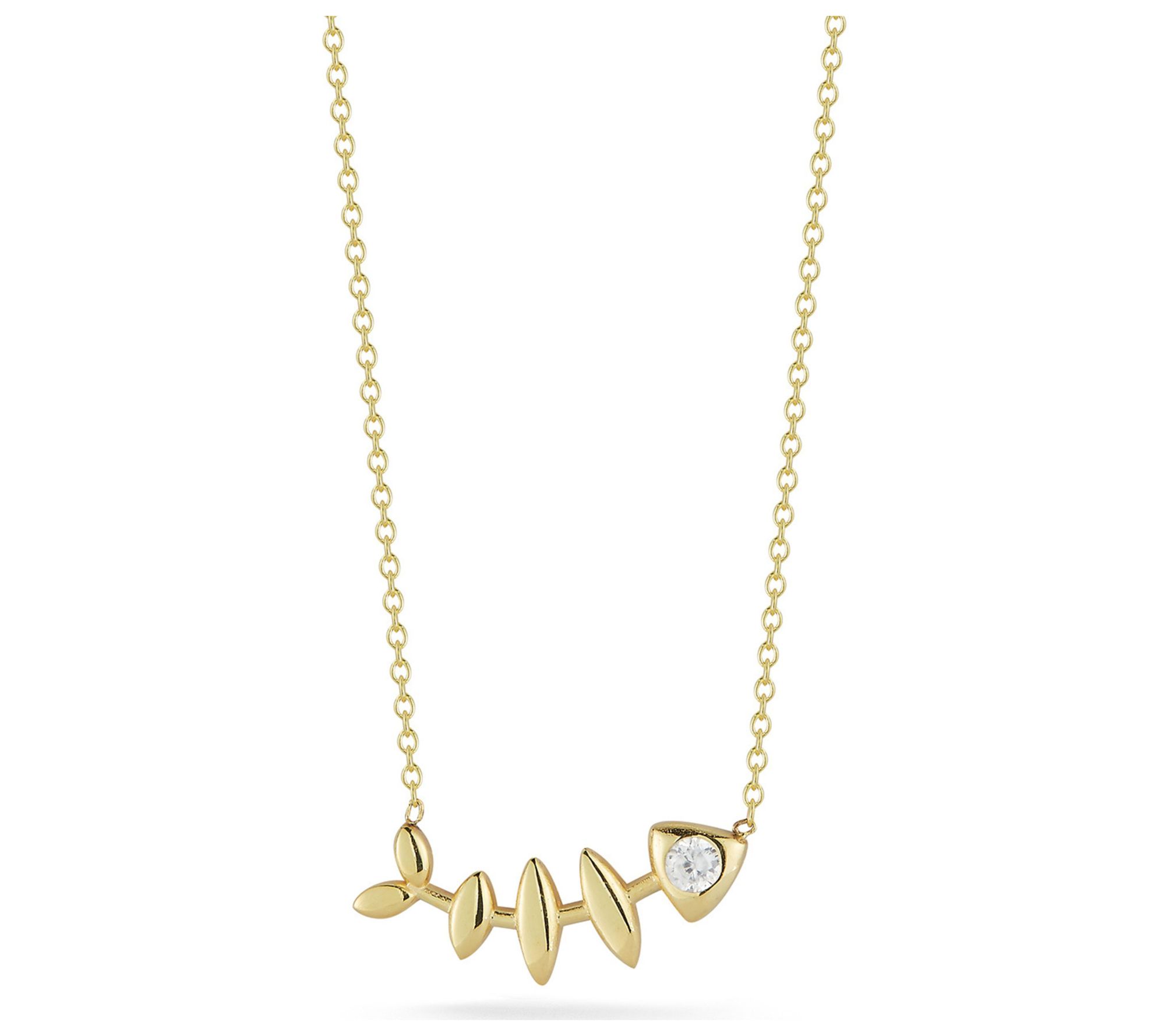 Sterlina Silver Fishbone Pendant w/ Chain, Sterling