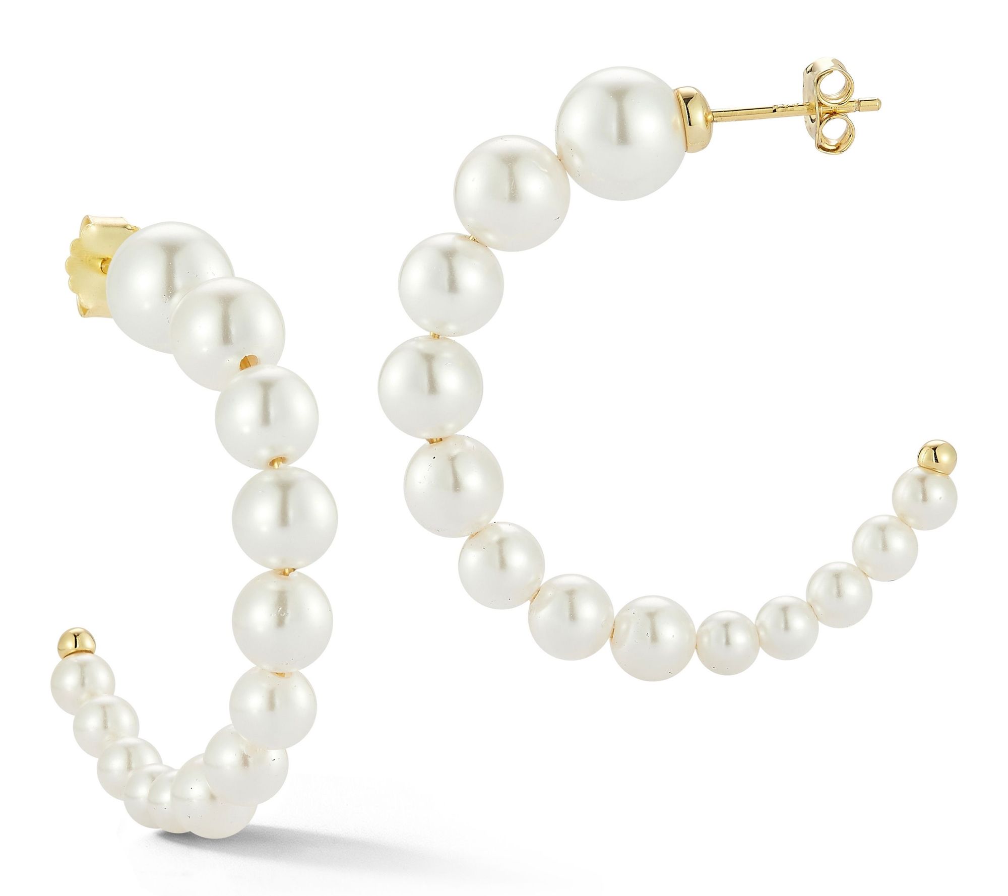 Rachel Zoe Graduated Cultured Pearl Hoop Earrings, Sterling