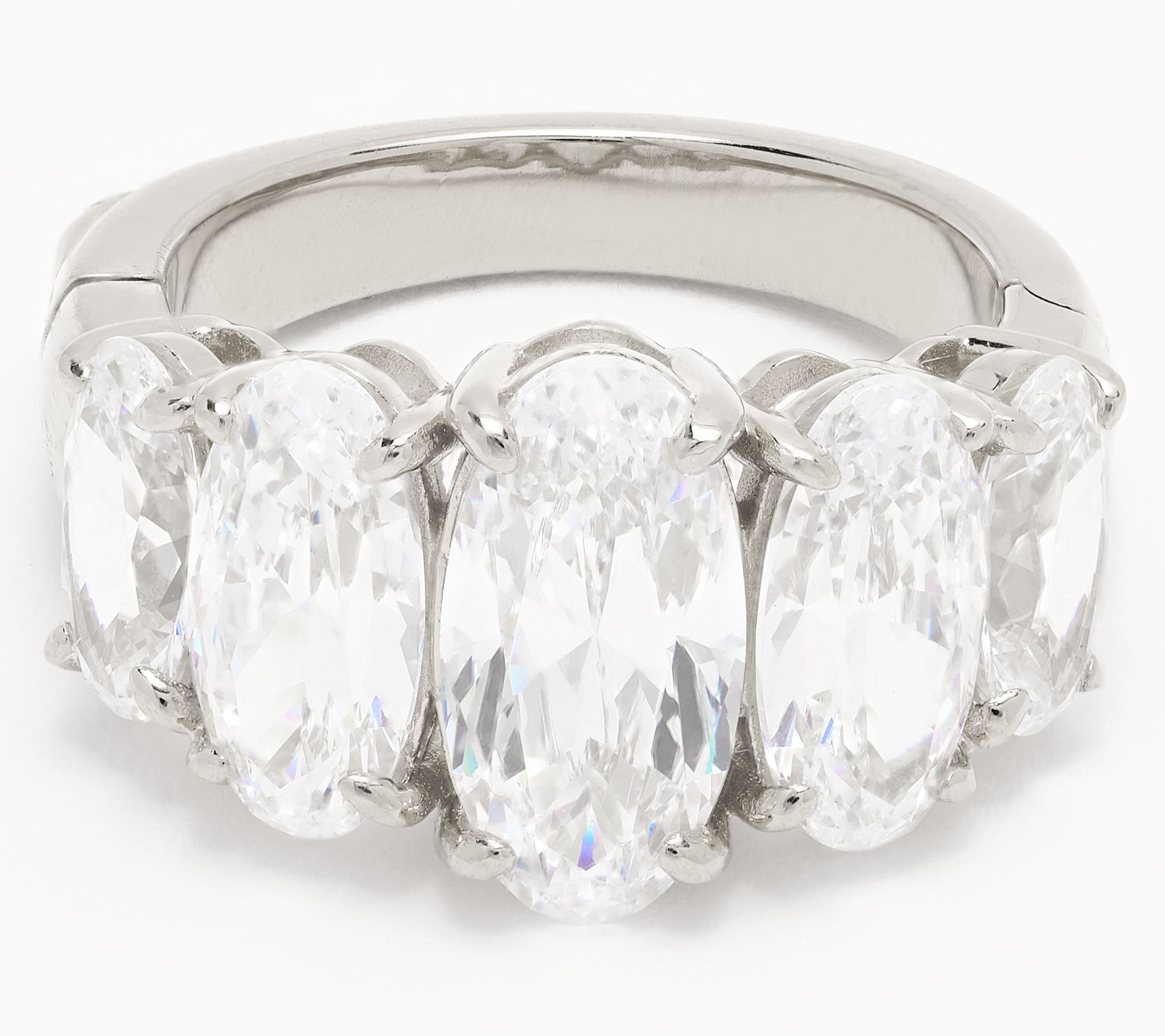 Diamonique x Jennifer Miller Elongated 5- Stone Shank Ring, SS